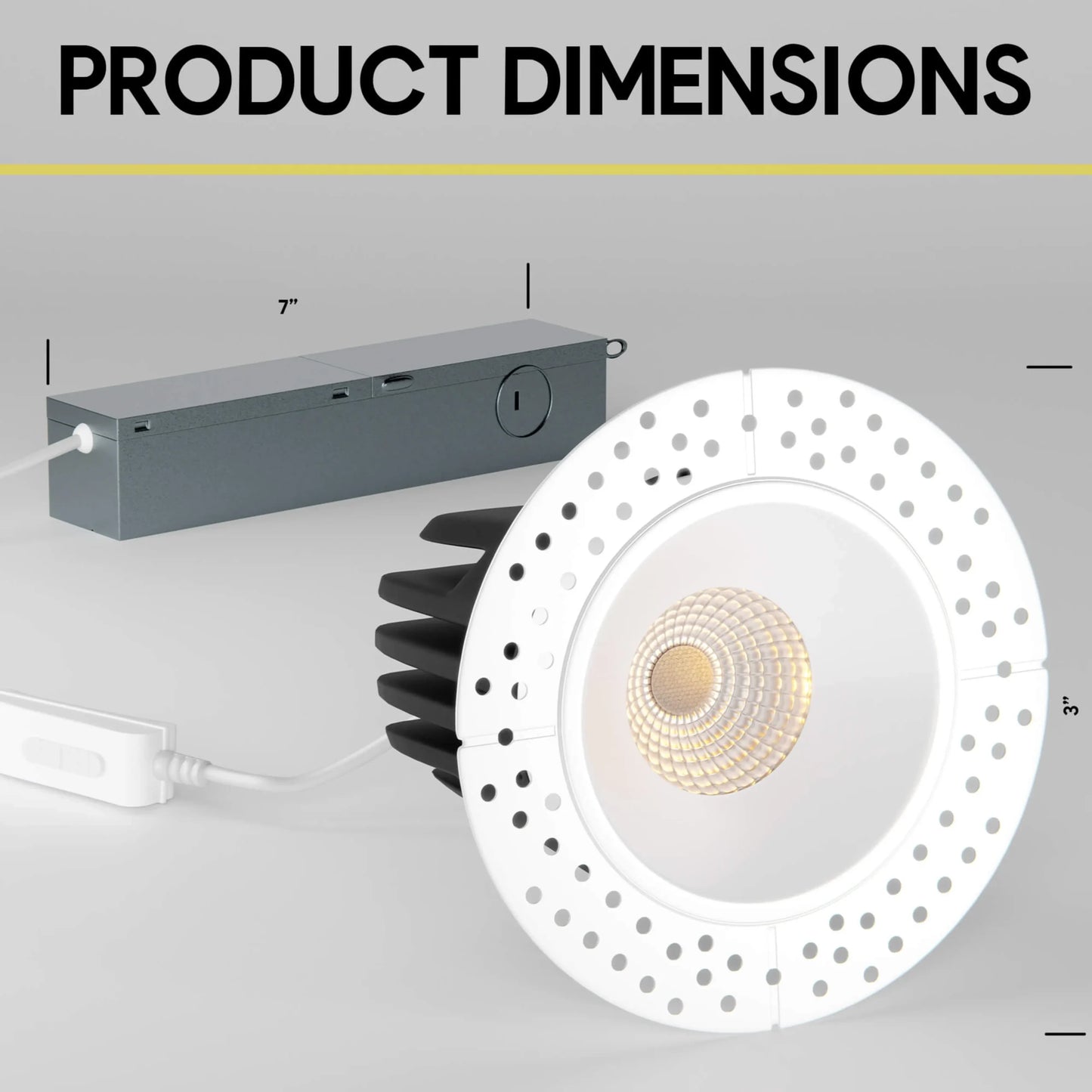 P-6502 1.5 Inch Trimless Round, White Finish 7 Watts, 600 Lumens 5CCT Recessed Light