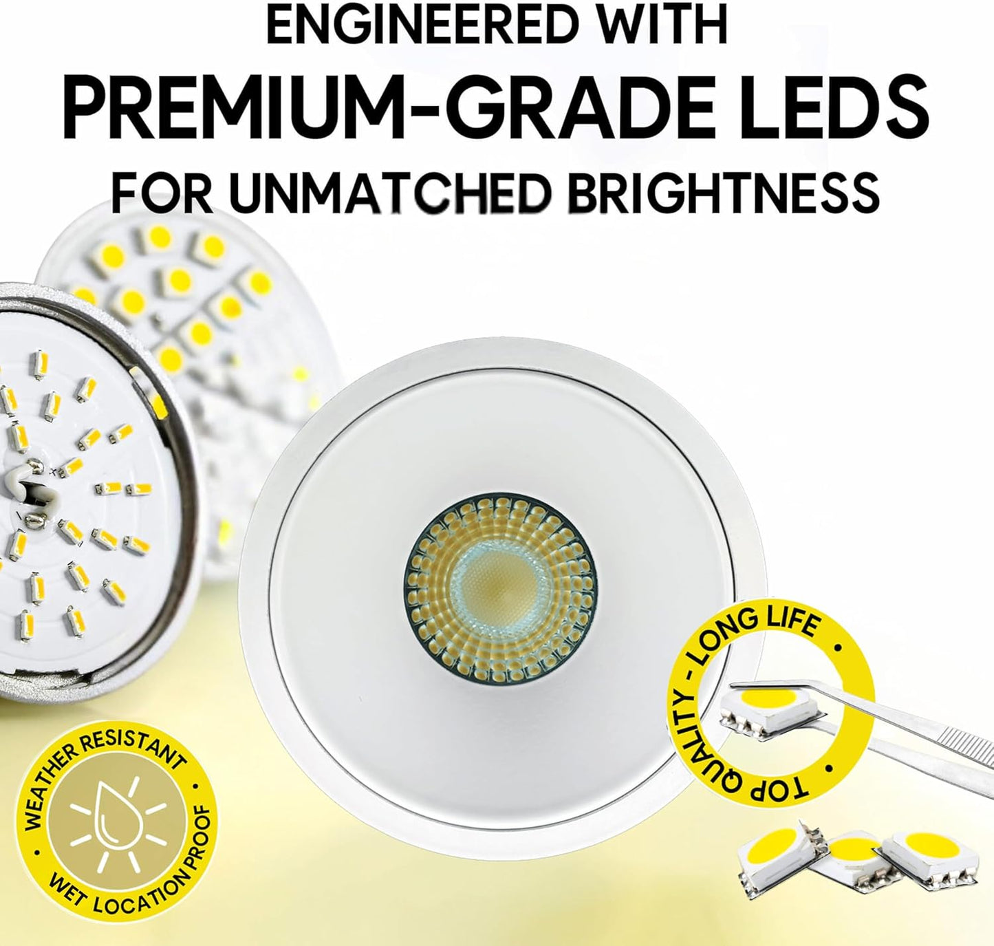 P-6998 2 Inch Millwork Trimless Round White 8W, 600 Lumens 5CCT Recessed Light