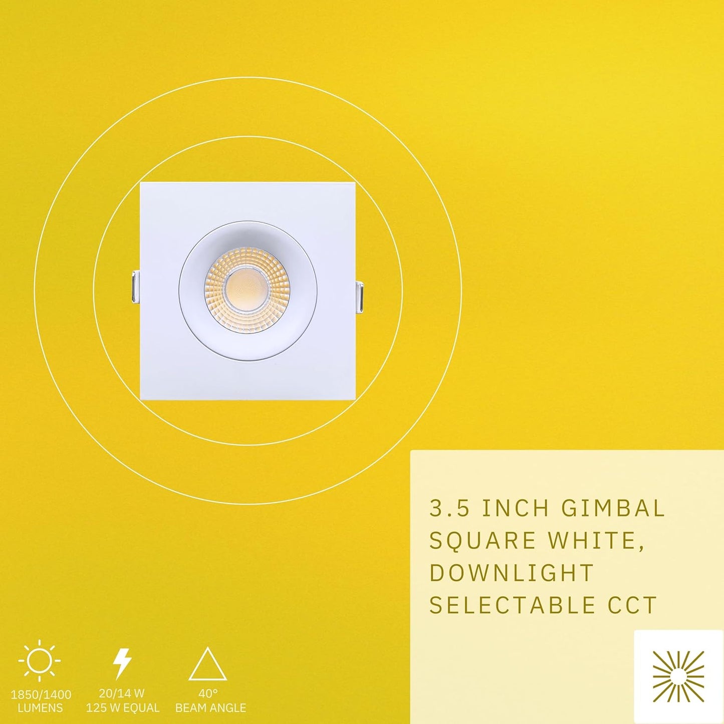 P-6489 3.5 Inch Gimbal Square, White Finish 20 Watts, 1850 Lumens 5CCT Recessed Light