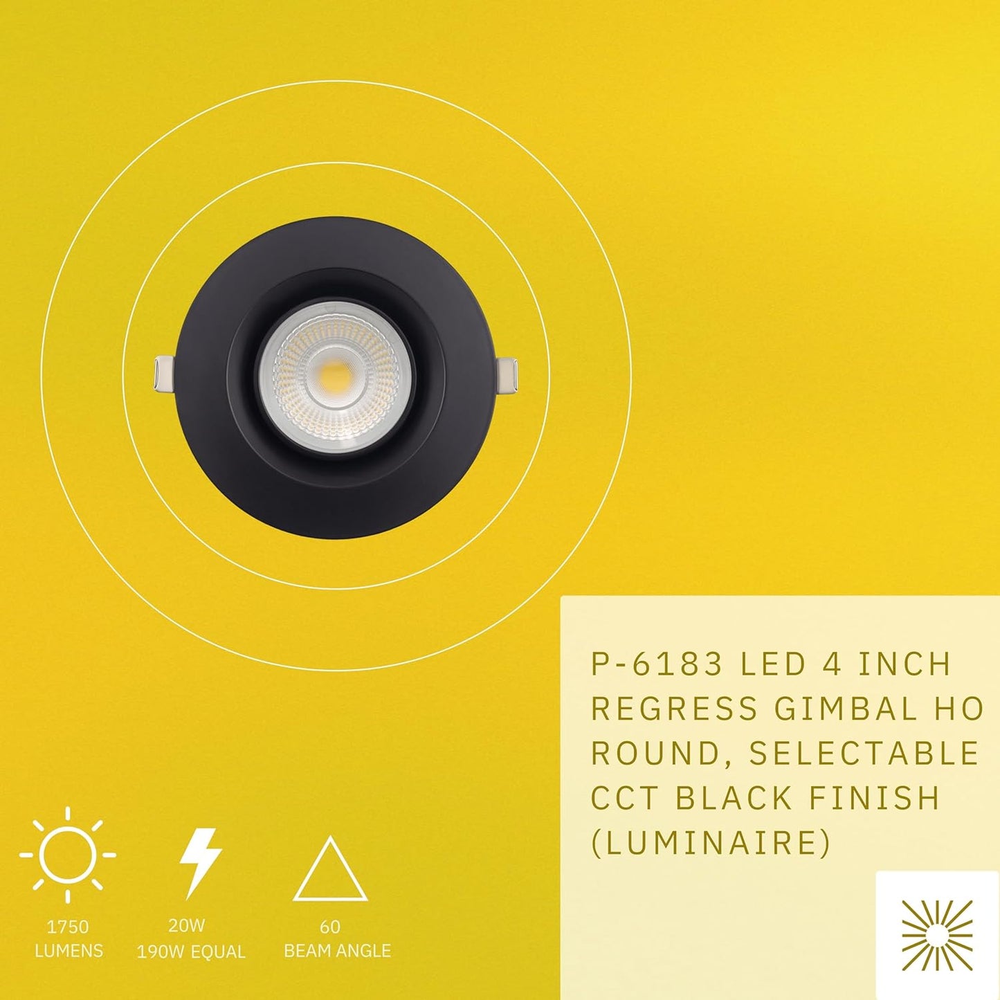 P-6183 4 Inch Round Black 20W 1750 Lumens 5CCT Gimbal Light