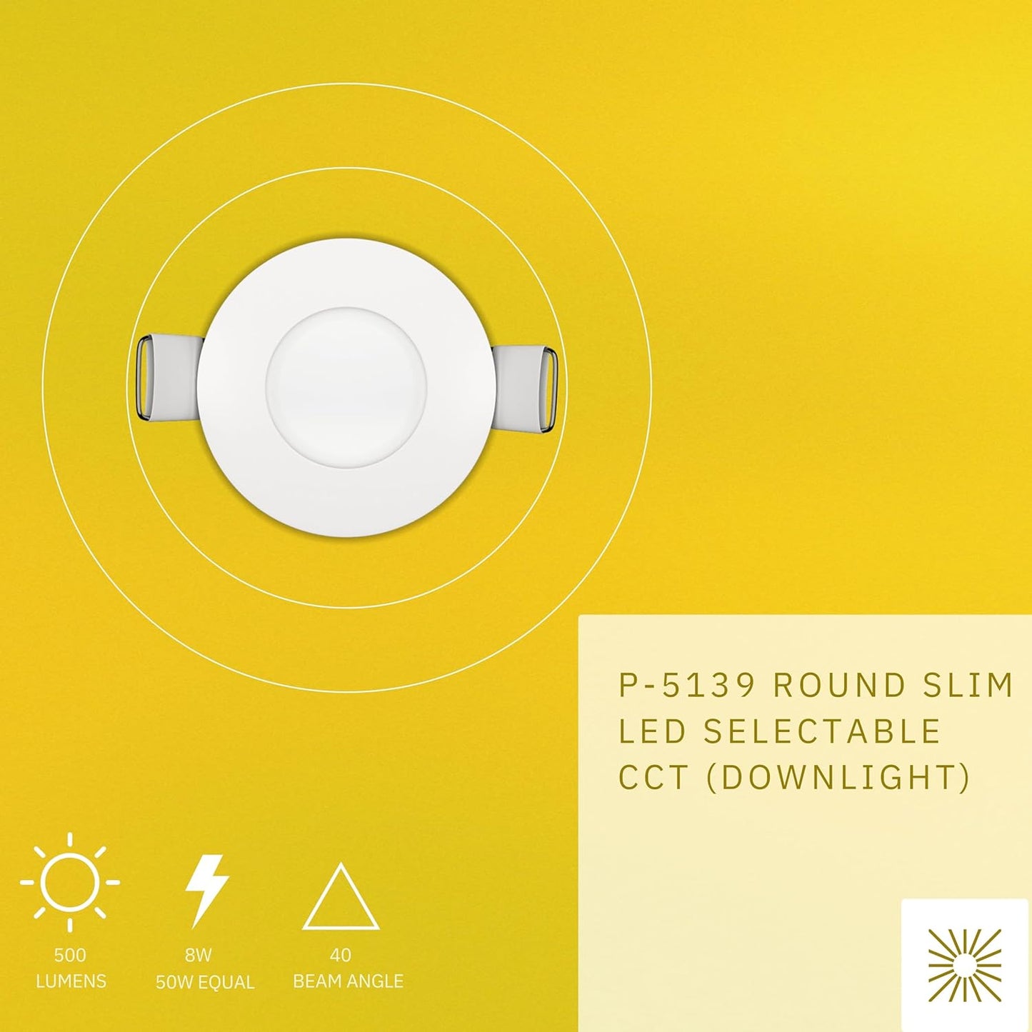P-5139 3 Inch Round White 8W 500 Lumens 5CCT Slim Ultra-Thin light