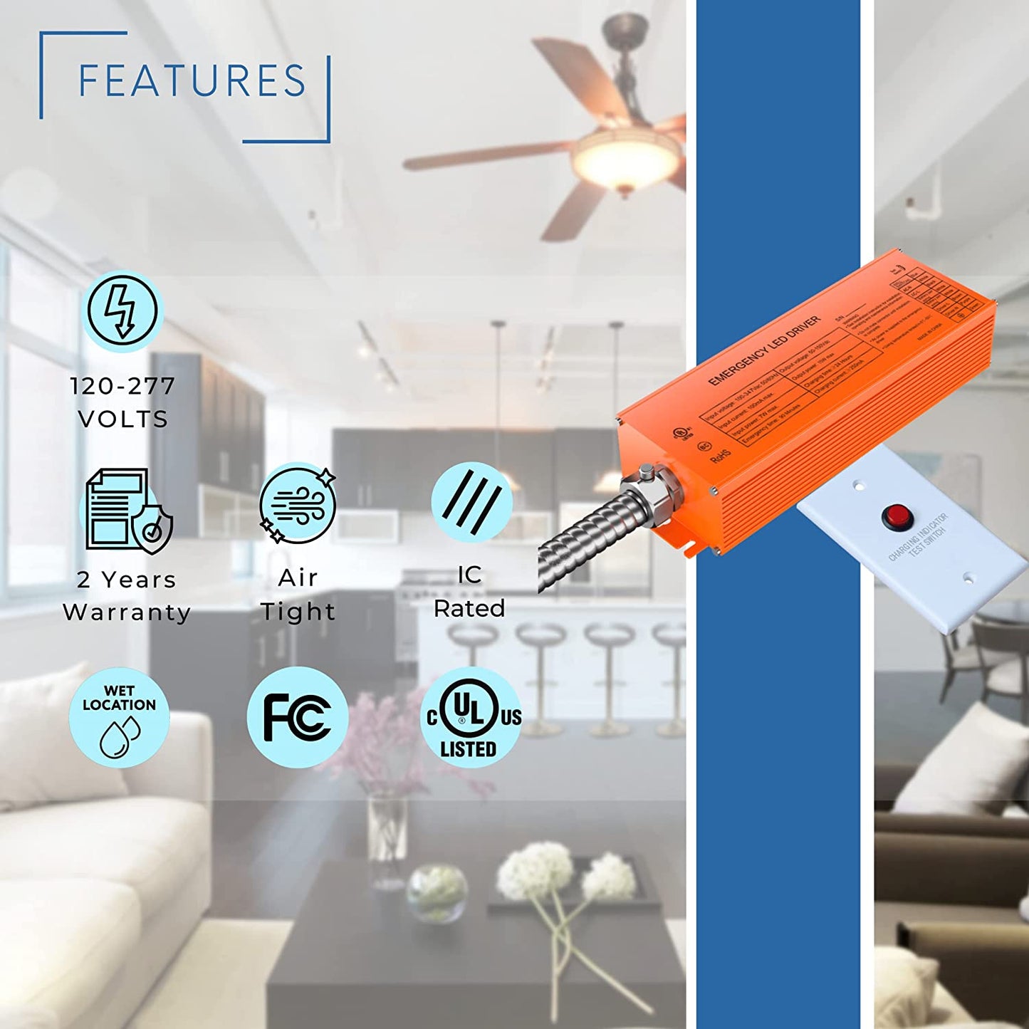 P-5263 Emergency LED Driver 30W for Isolated & Non-Isolated Drivers, 120/277v Dimmable