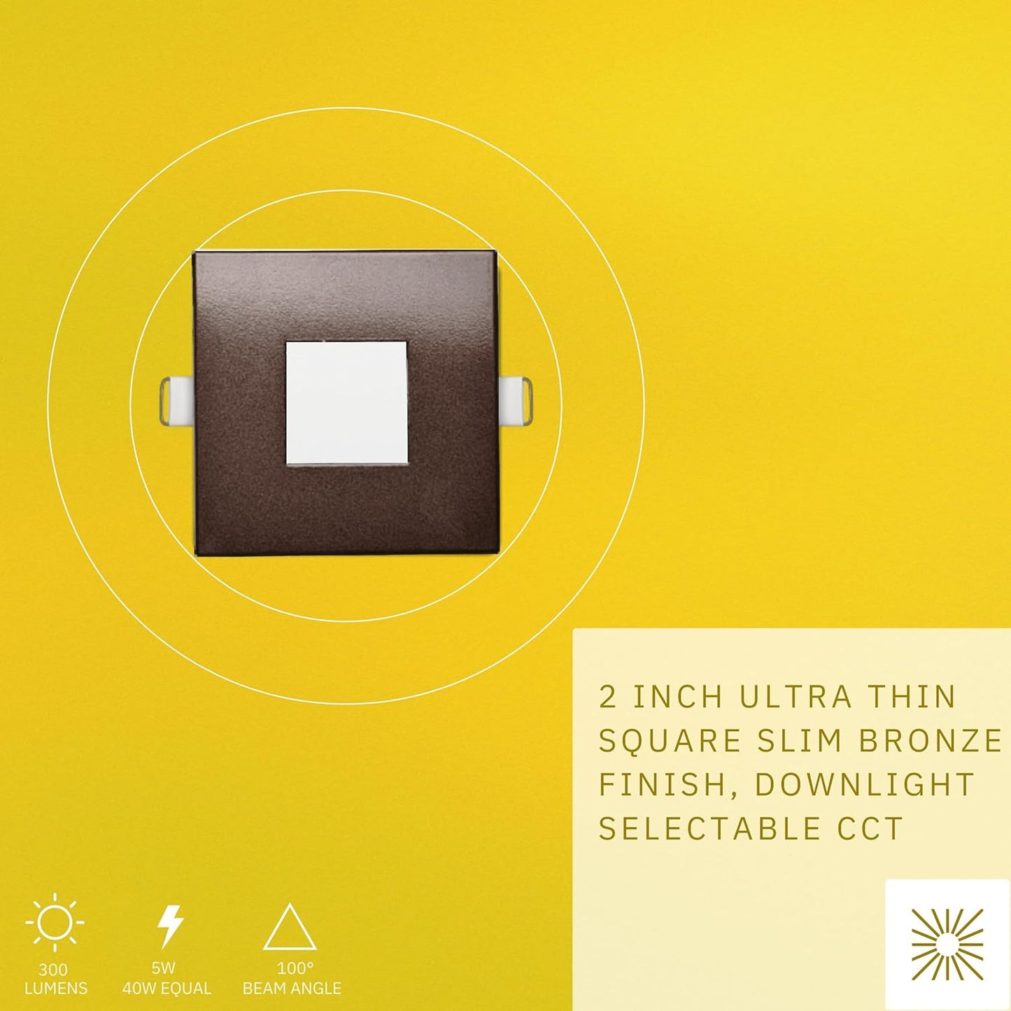 P-6624 2 Inch Slim Ultra-Thin Square, Bronze Finish 5 Watts, 300 Lumens 5CCT Recessed Light