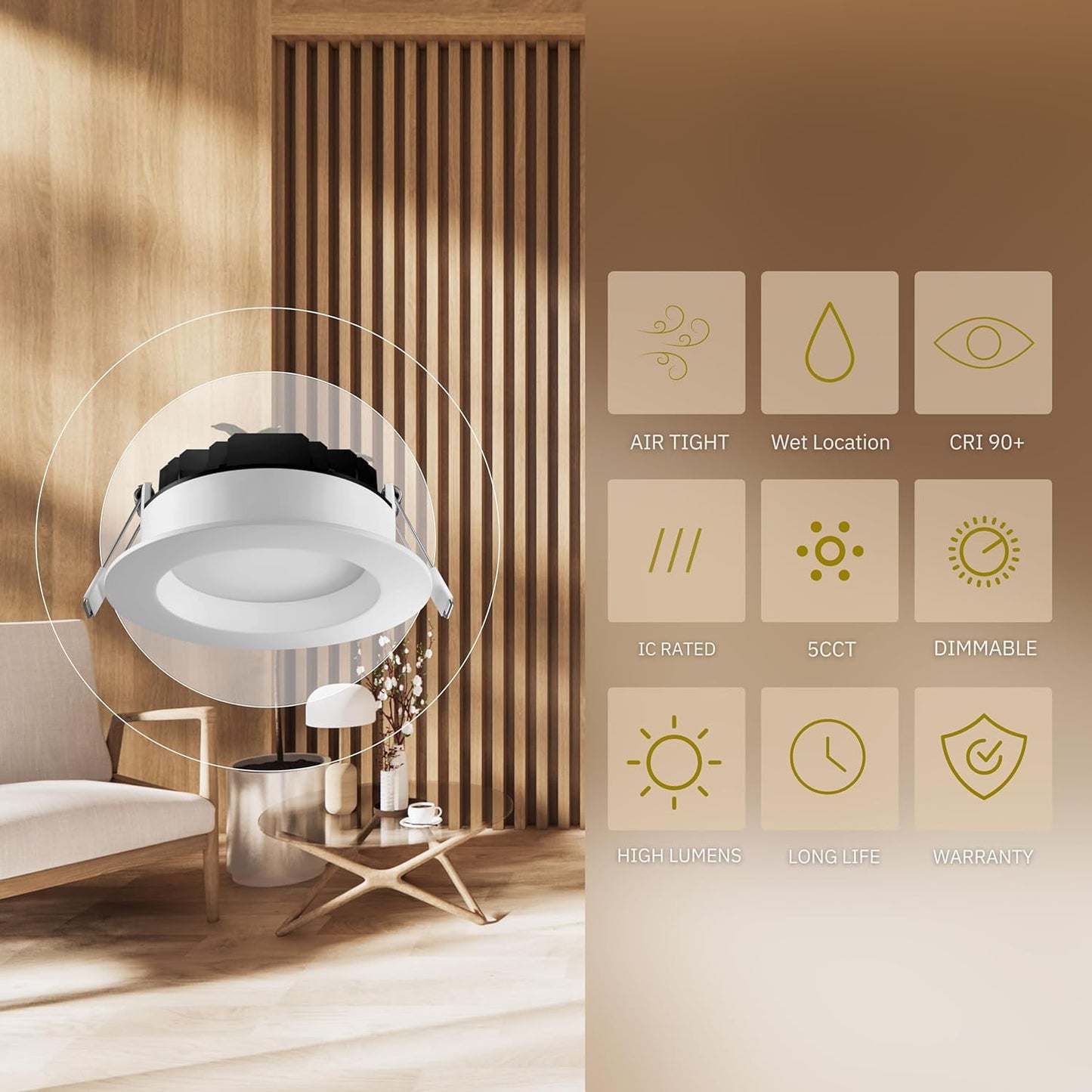 P-5133 4 Inch Round White 15W 1200 Lumens 5CCT Slim Light