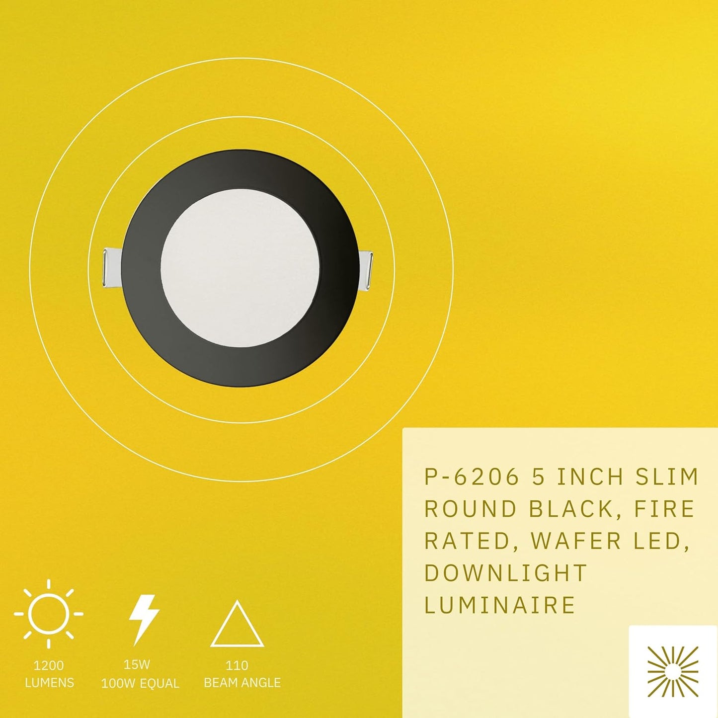P-6206 5 Inch Round Black 15W 1200 Lumens 5CCT Slim Light