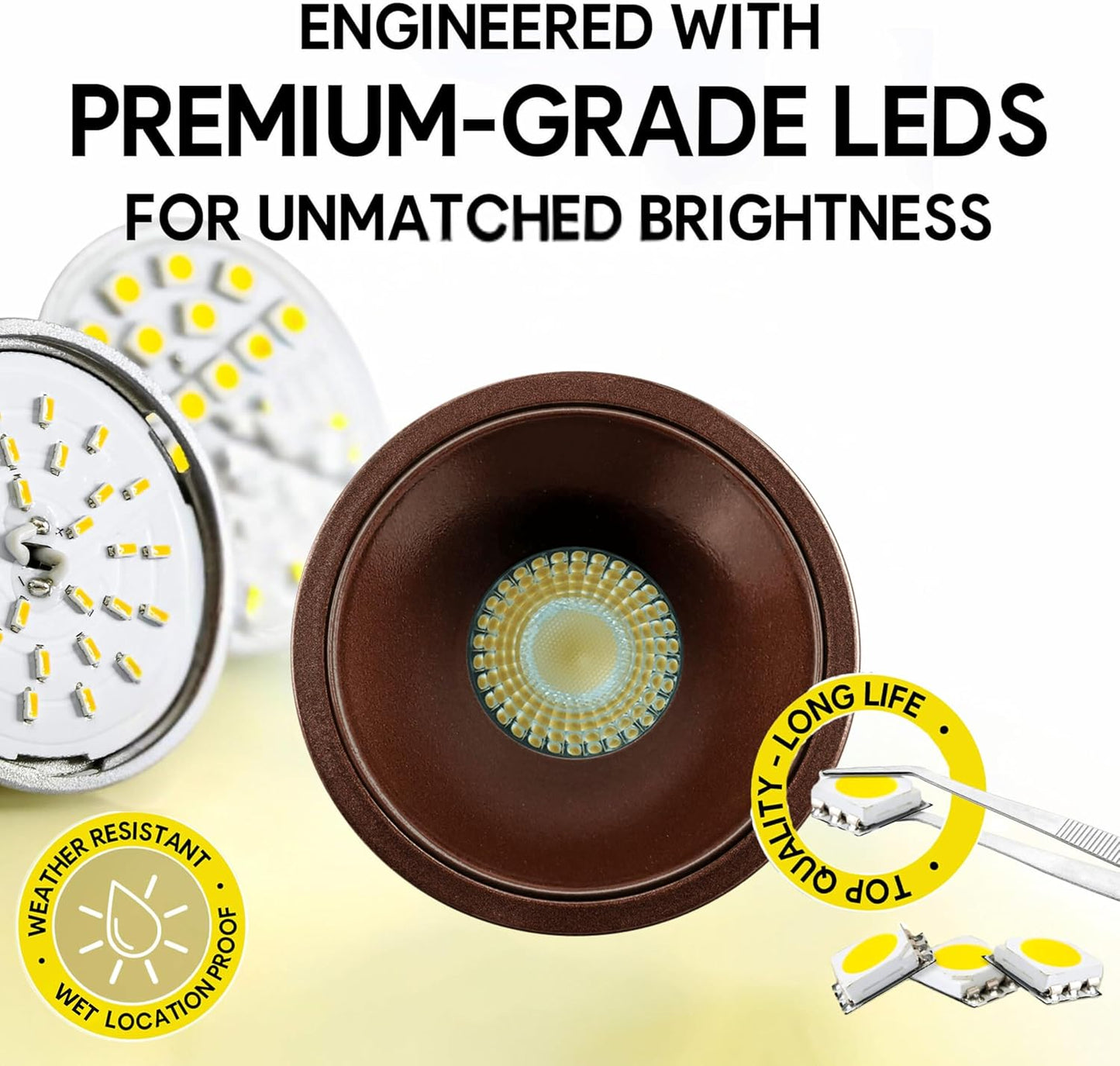 P-7000 2 Inch Millwork Trimless Round Bronze 8W, 600 Lumens 5CCT Recessed Light