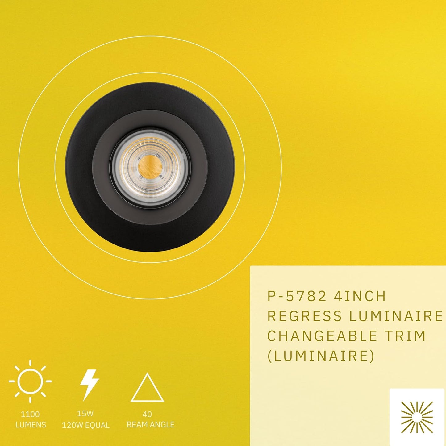 P-5782 4 Inch Round Black Smooth 15W 1100 Lumen Neutral White 35k Recessed Light