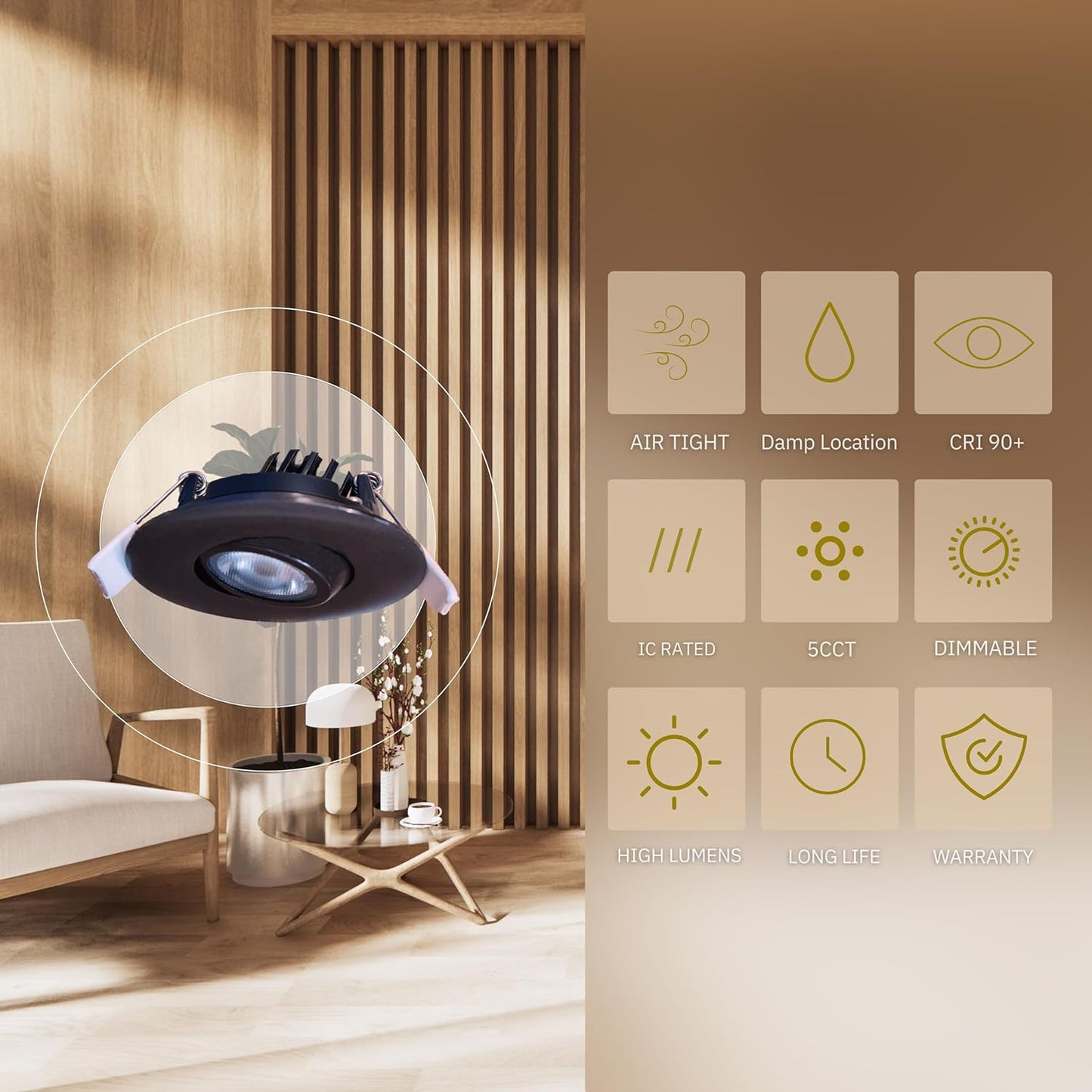 P-5097 2 Inch Round Bronze 5W 400 Lumens 5CCT Gimbal Light