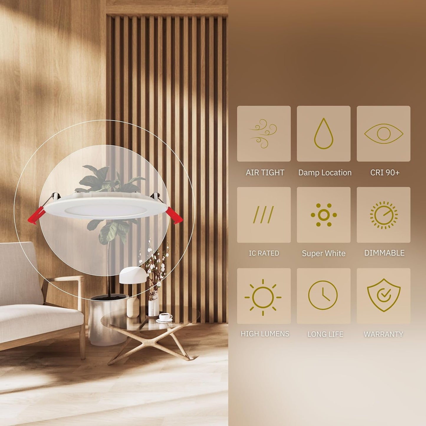 P-5858 5 Inch Round White 12W 1000 Lumens Super White 5000K Slim Light