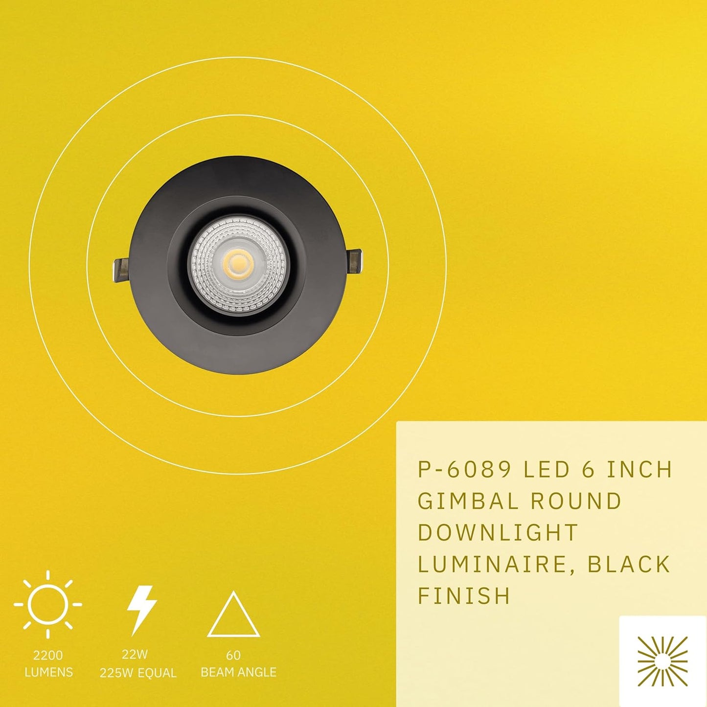P-6089 6 Inch Round Black 22W 2200 Lumens 5CCT Gimbal Light