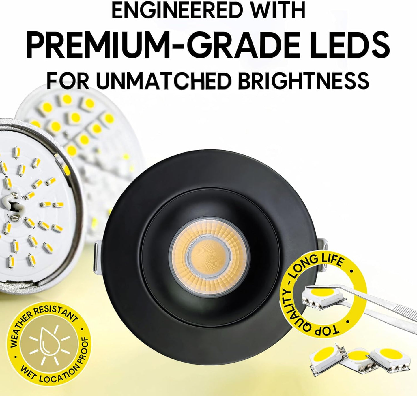 P-7092 3 Inch Gimbal Round Black 15W, 1400 Lumens 5CCT Recessed Light