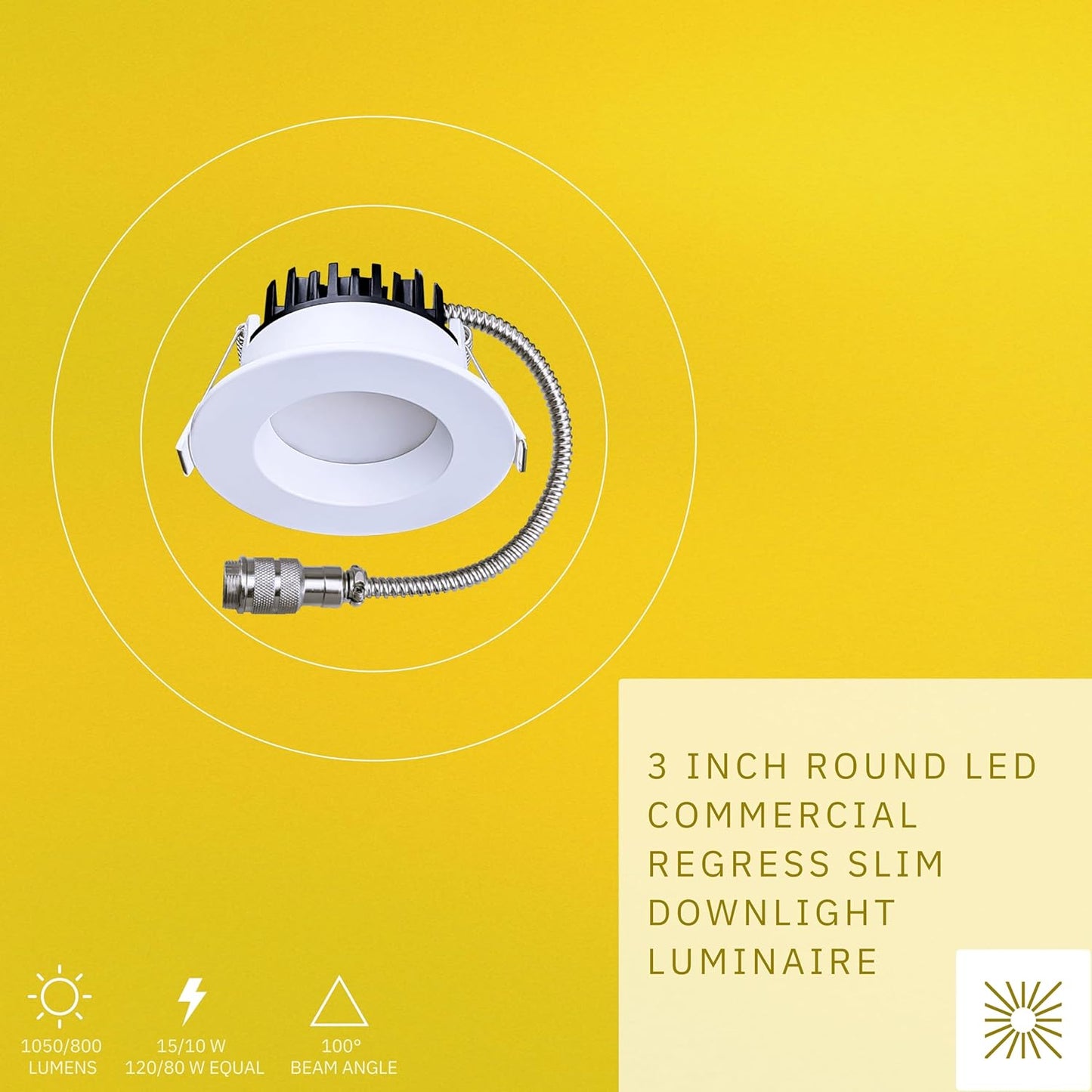 P-6401 3 Inch Slim Round White Finish 15W-10W=120W-80W, 1050-800 Lumens 5CCT Recessed Light