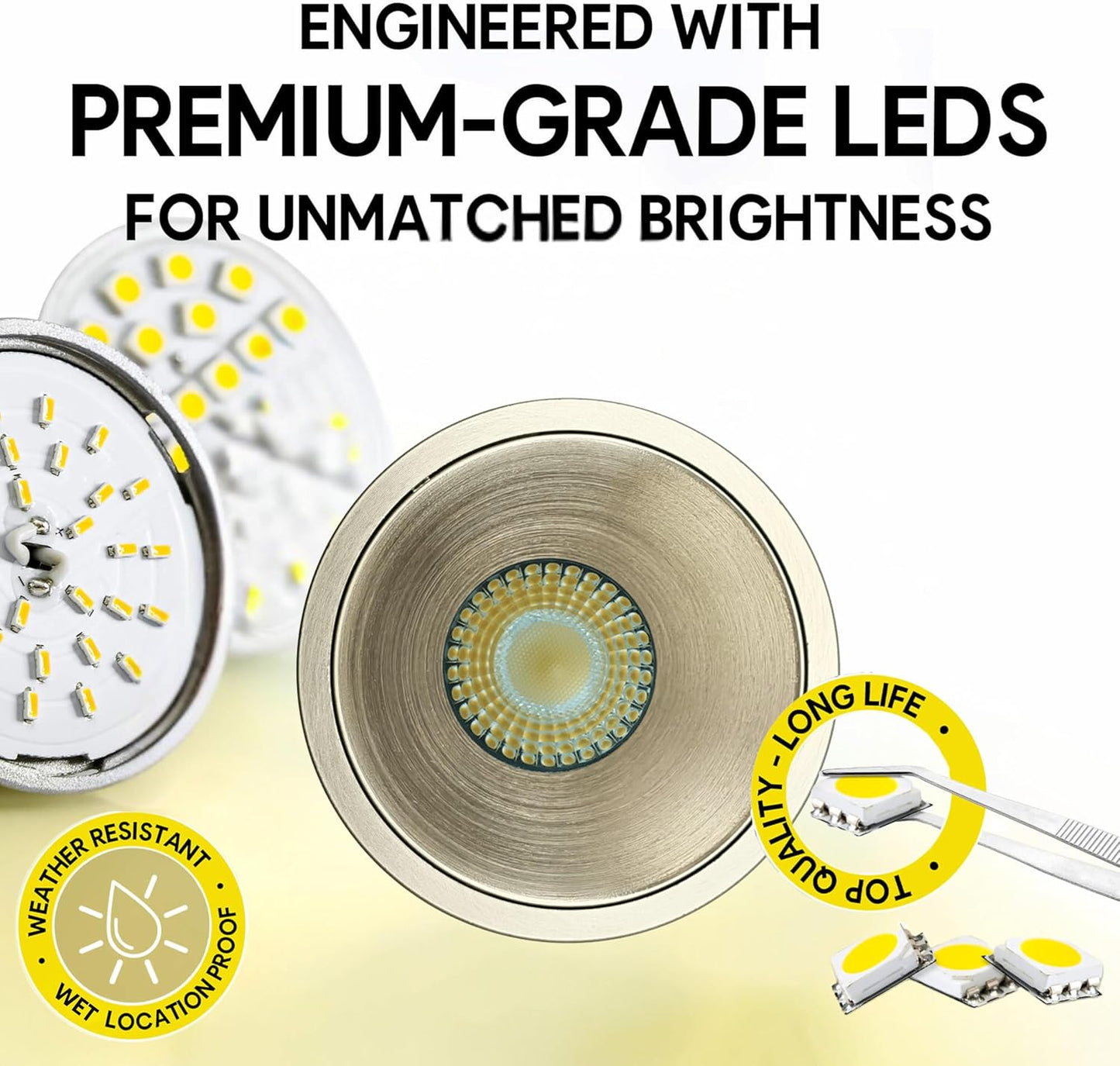 P-7001 2 Inch Millwork Trimless Round Brushed Nickel 8W, 600 Lumens 5CCT Recessed Light