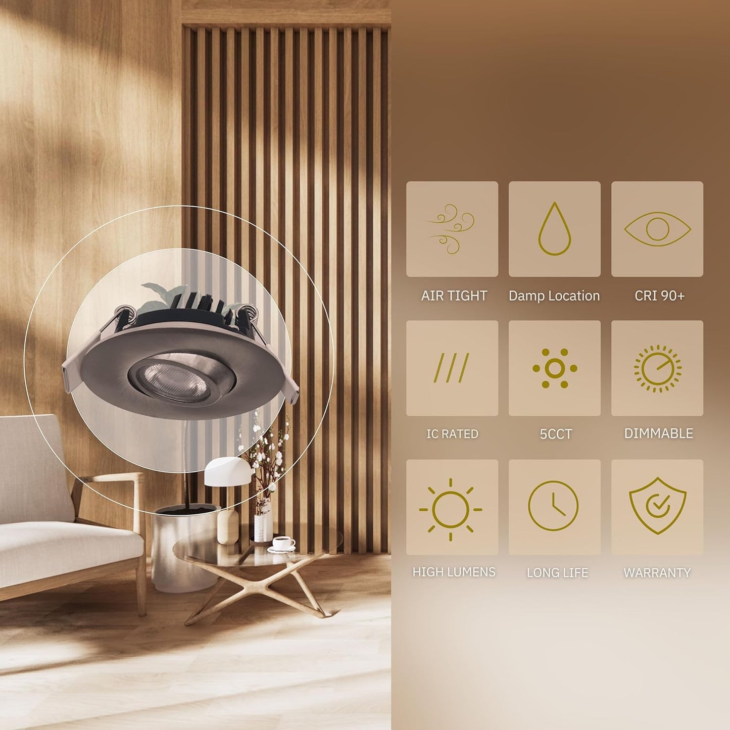 P-5096 2 Inch Round Brushed Nickel 5W 400 Lumens 5CCT Gimbal Light