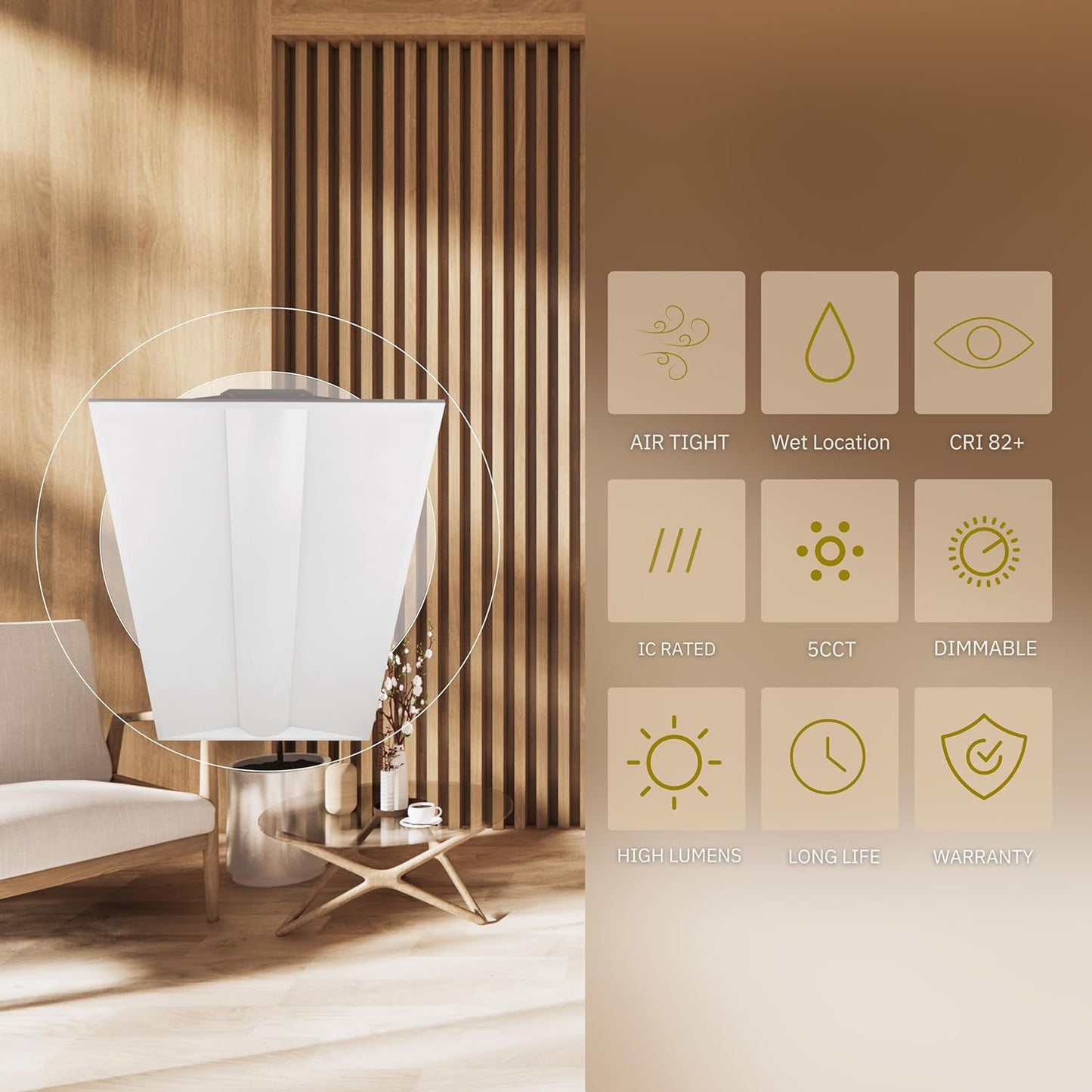 P-6103 2X4 Selectable 50W/60W/72W, 6220/7410/8580 Lumens 4CCT Center Basket Troffer Light