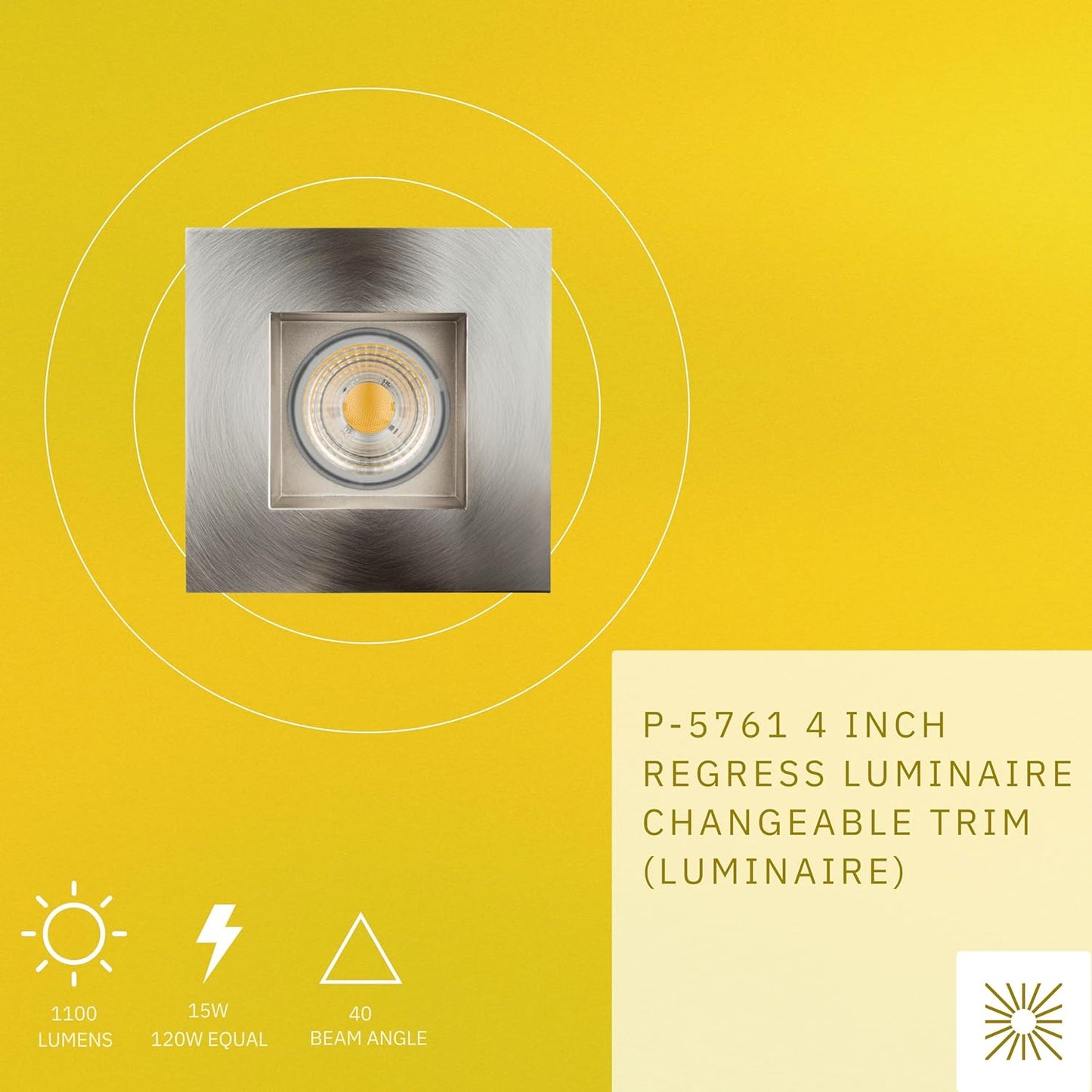 P-5761 4 InchSquare Brushed Nickel 15W 1100 Lumen Soft White 27k Recessed Light