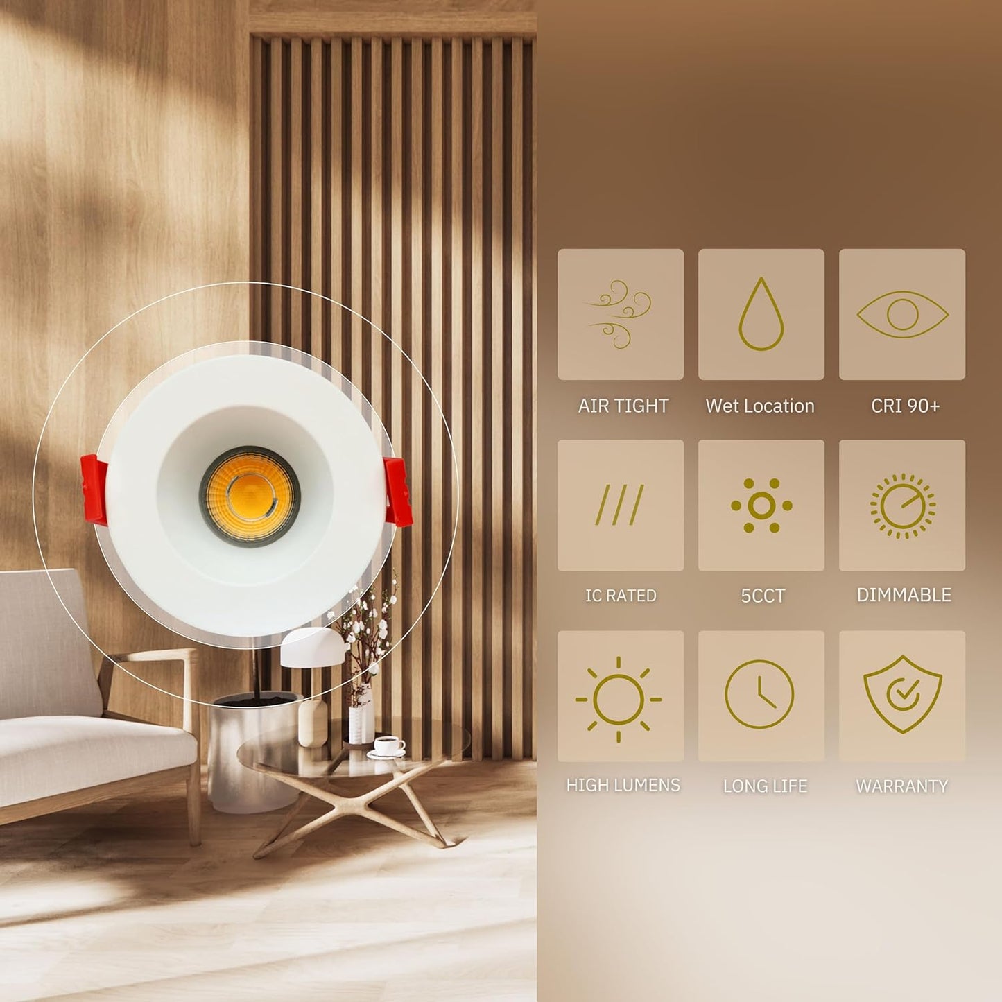 P-5006 2 Inch Round White 8W 600 Lumens 5CCT Recessed Light