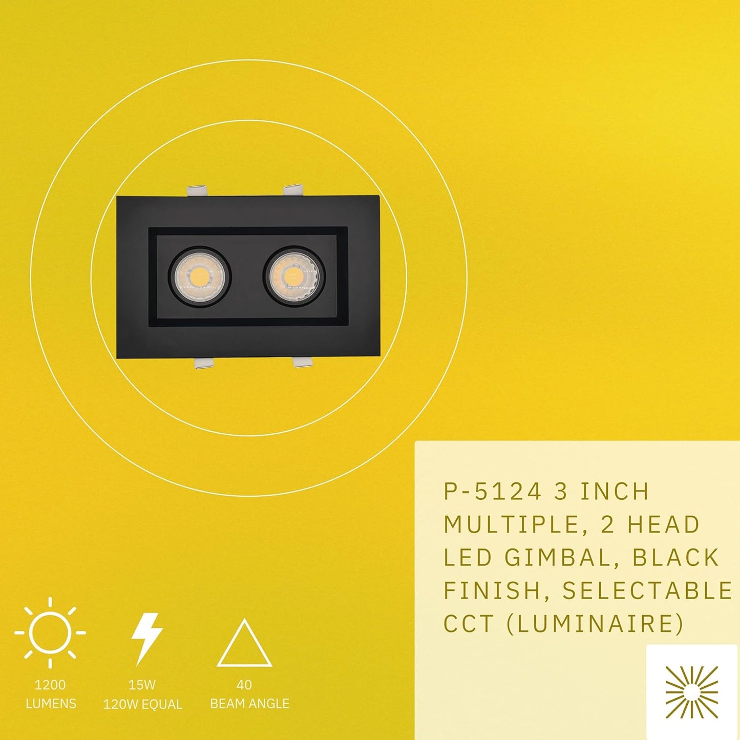 P-5124 3 Inch 2 Head Multiple Black 15W 1200 Lumens 5CCT Gimbal Light