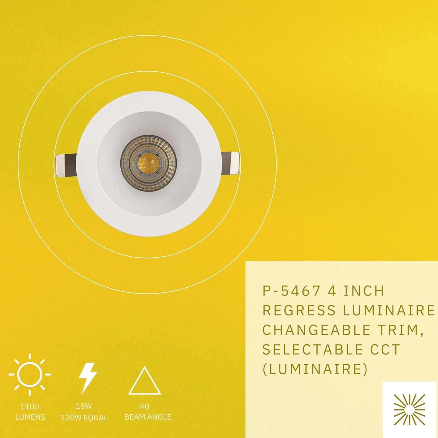 P-5467 4 Inch Round Deep White Smooth 15W 1100 Lumens 5CCT Recessed Light