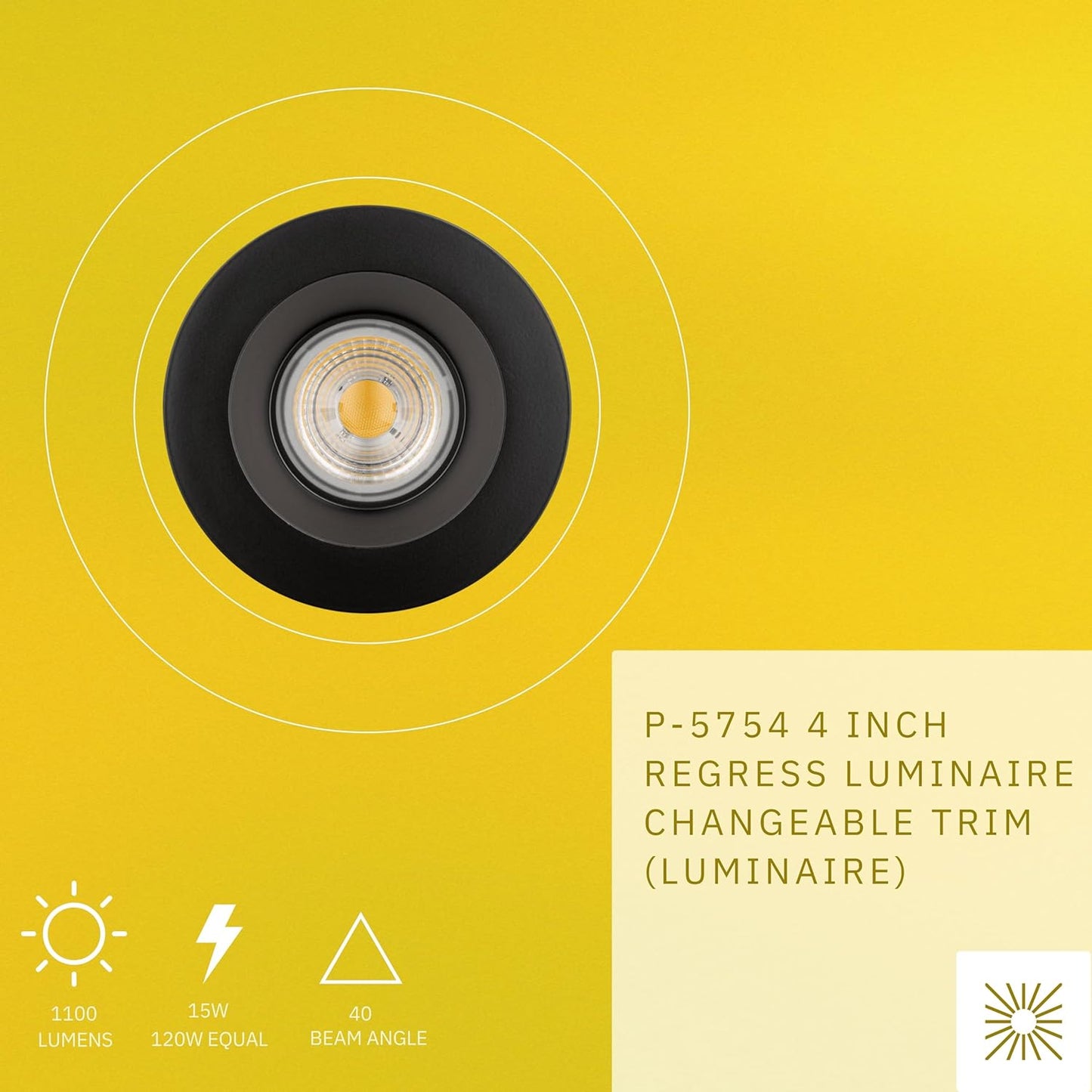 P-5754 4 Inch Round Black Smooth 15W 1100 Lumens Soft White 27k Recessed Light