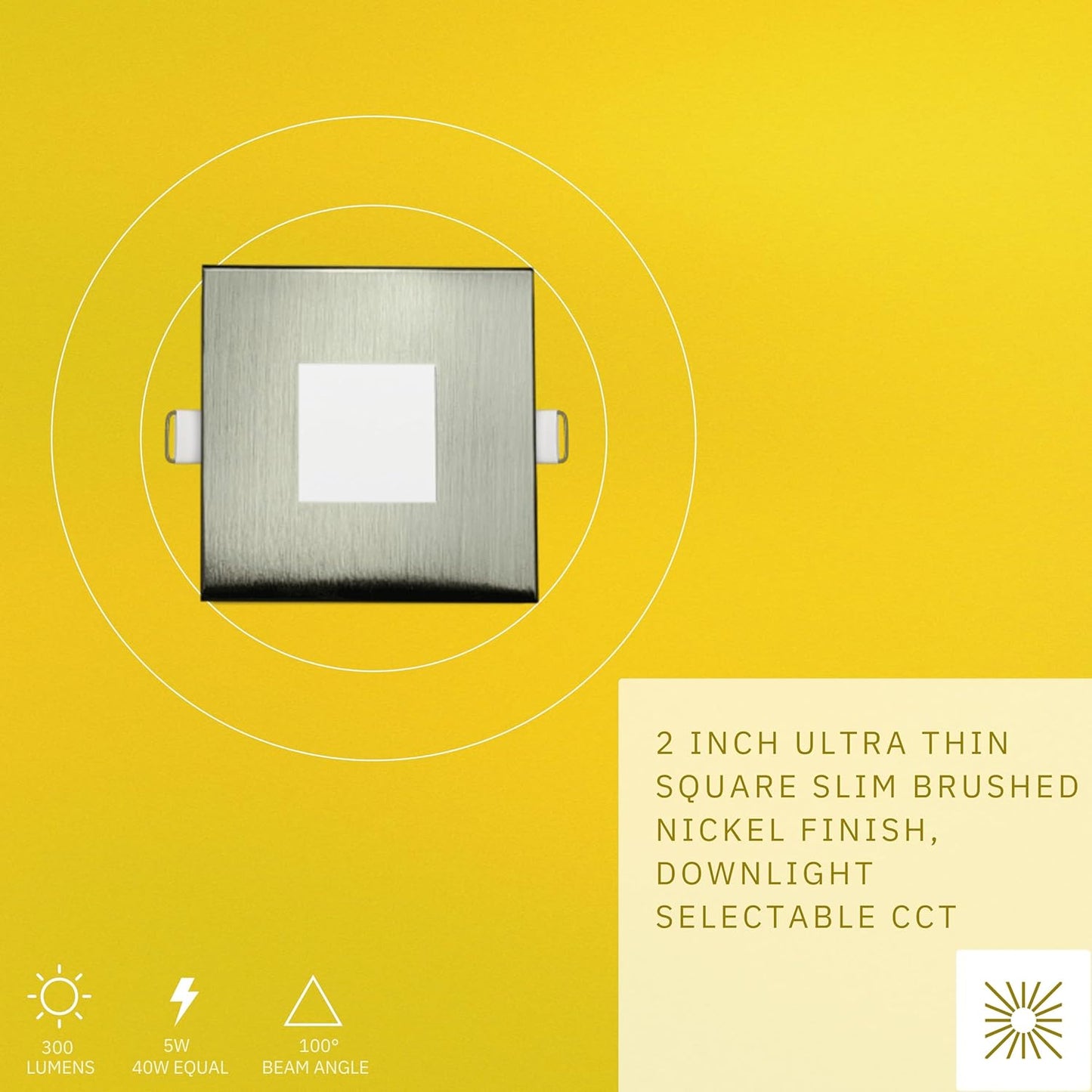 P-6623 2 Inch Slim Ultra-Thin Square, Brushed Nickel 5 Watts, 300 Lumens 5CCT Recessed Light