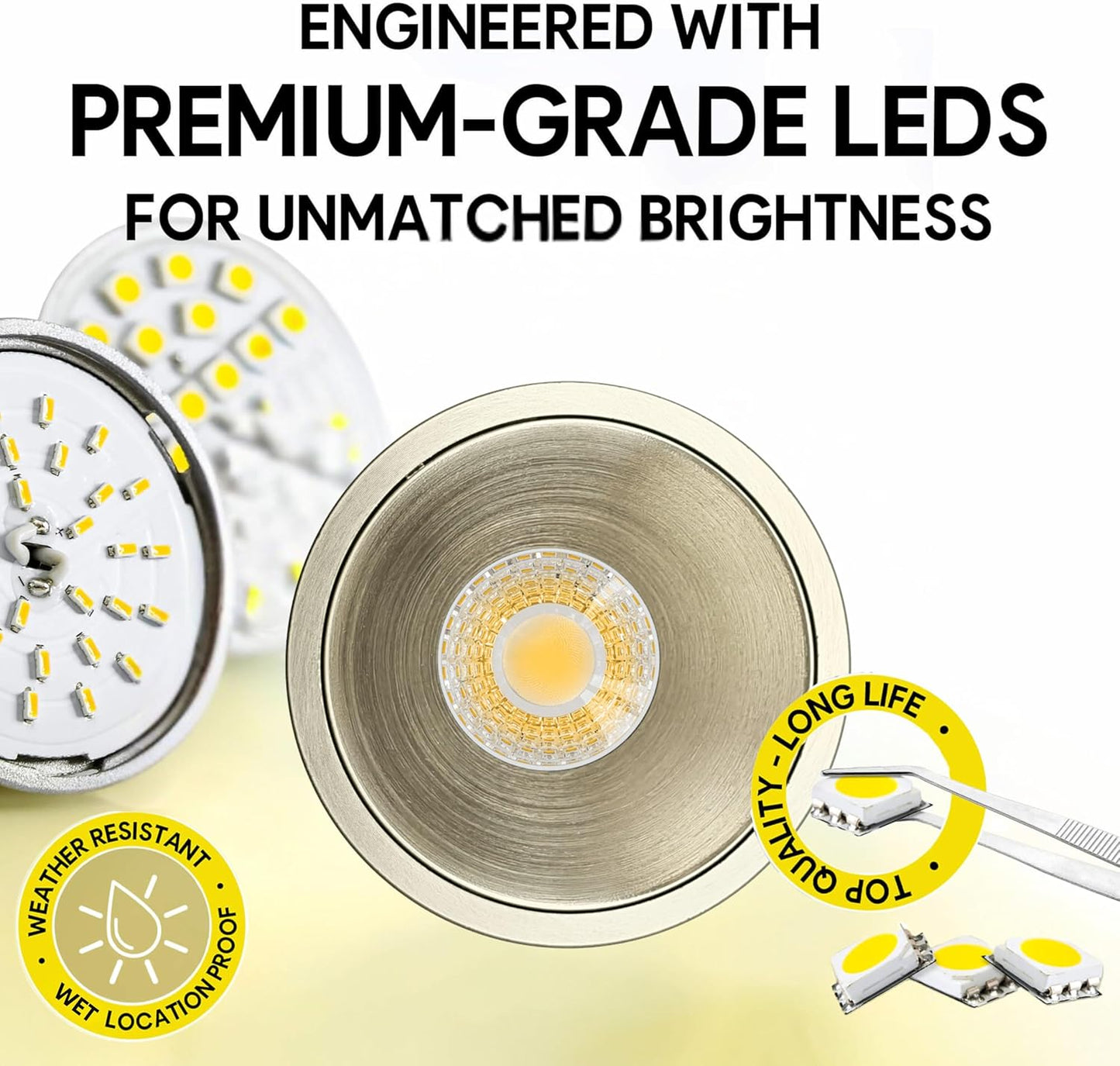 P-7067 2 Inch Millwork Trimless Round Brushed Nickel HO 14-8W, 1200-750 Lumens 5CCT Recessed Light