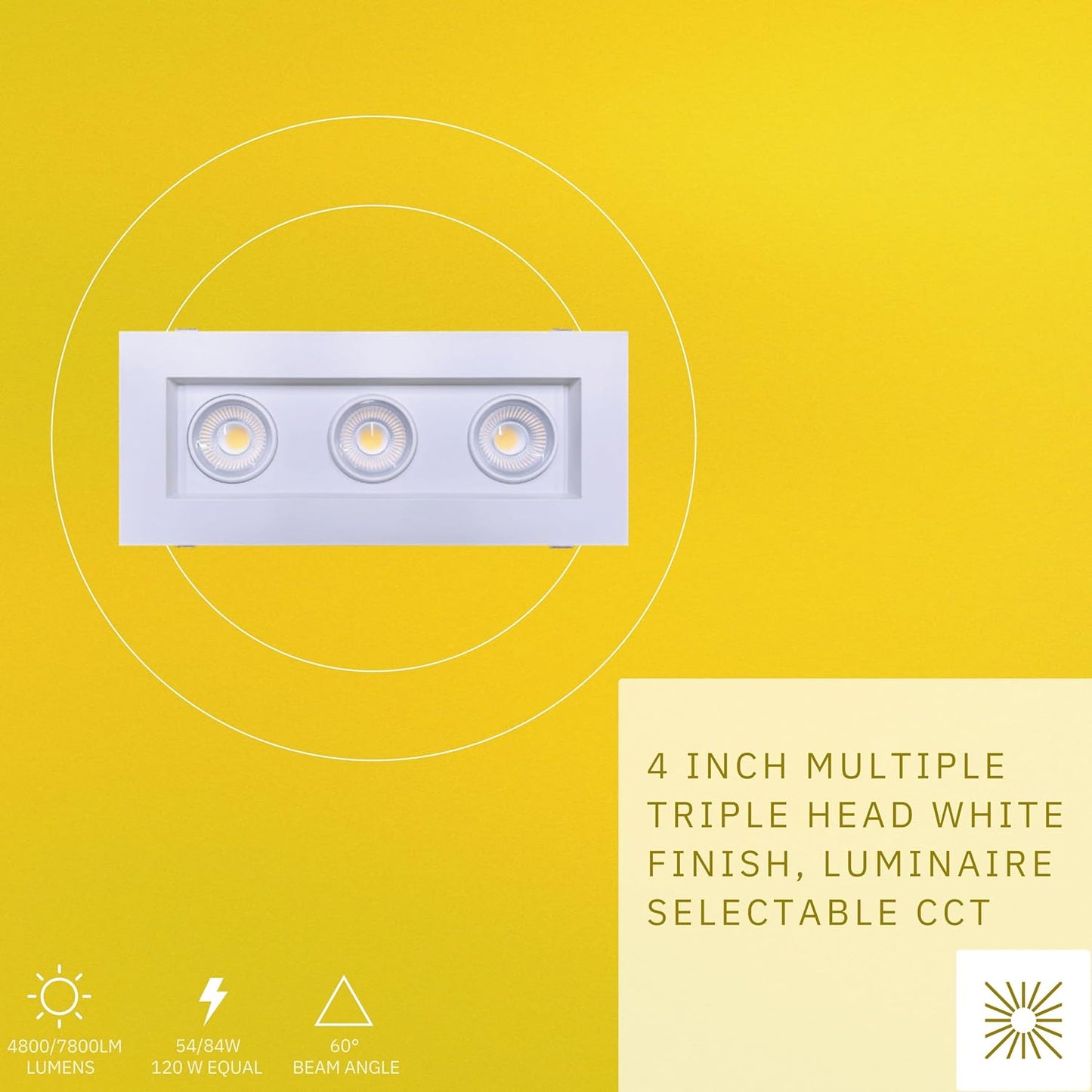 P-6613 4 Inch 3 Head Multiple Gimbal, 54 Watts, 4800 Lumens 5CCT Recessed Light