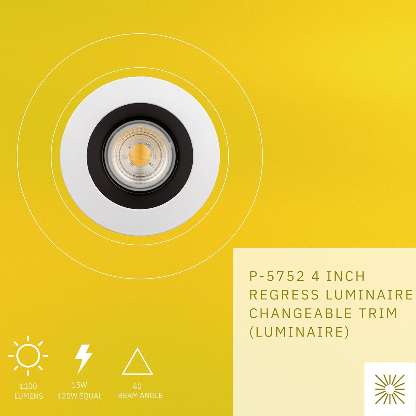 P-5752 4 Inch Round 2-Tone Smooth 15W 1100 Lumens Soft White 27k Recessed Light