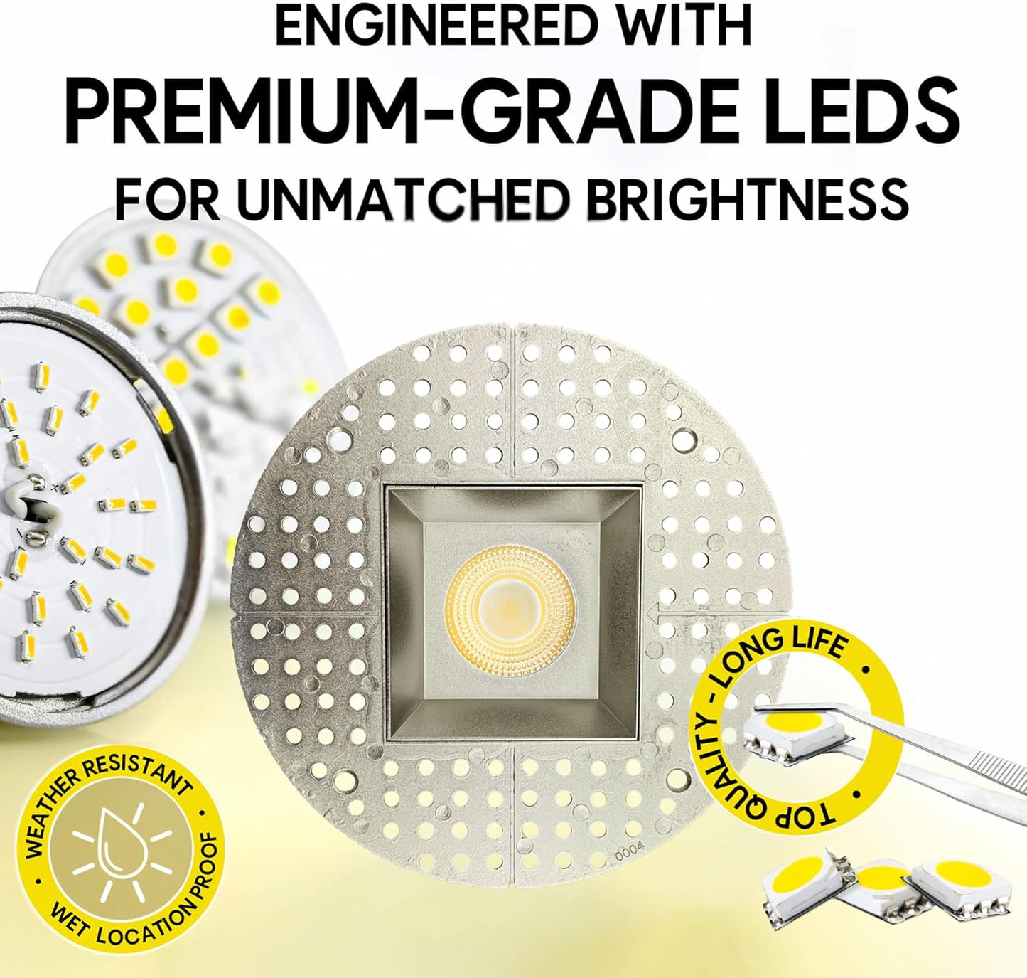 P-7146 3.5 inch Trimless Square Brushed Nickel HO 18-30W, 1700-2700 Lumens 5CCT Recessed Light