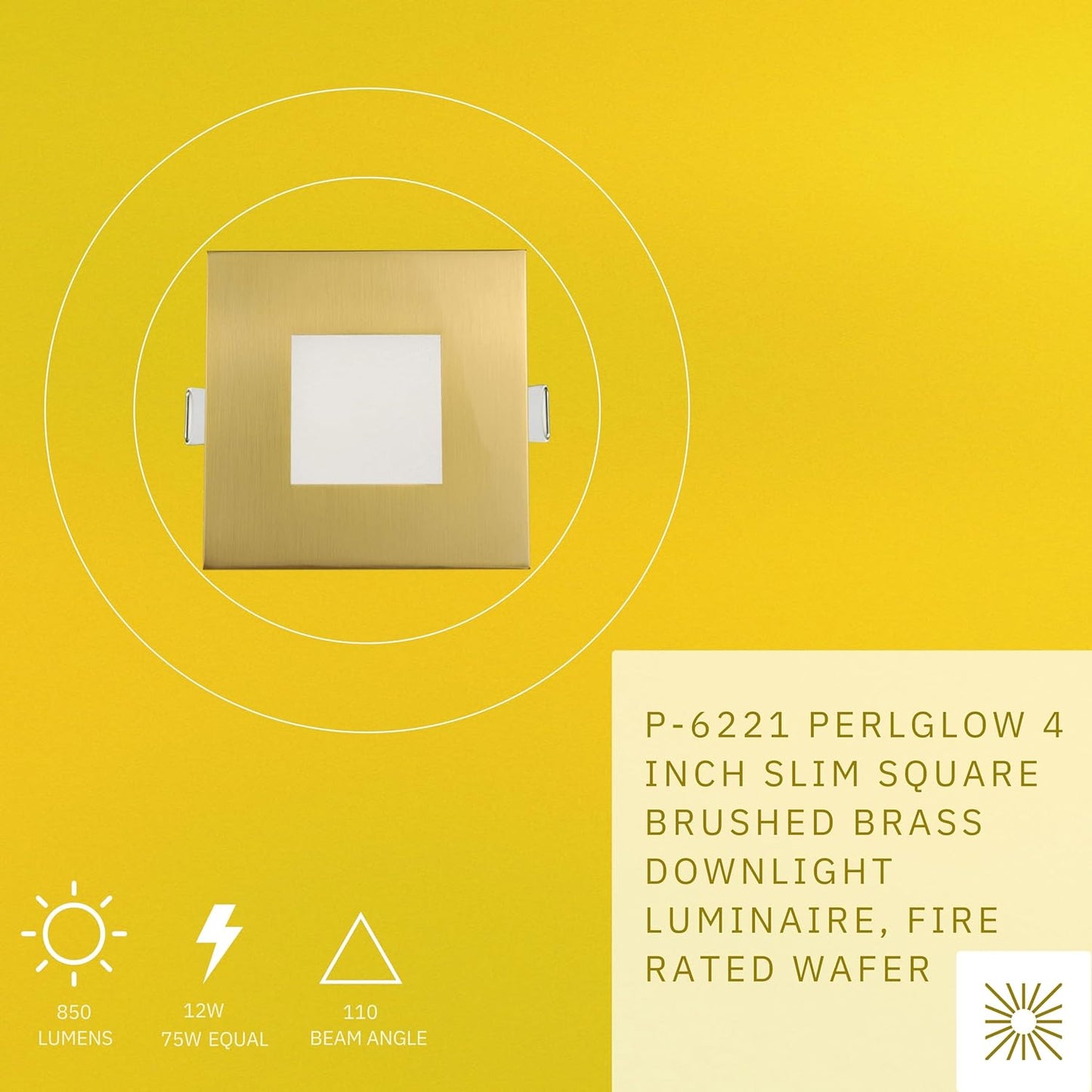 P-6221 4 Inch Square Brushed Brass 12W 850 Lumens 5CCT Slim Light