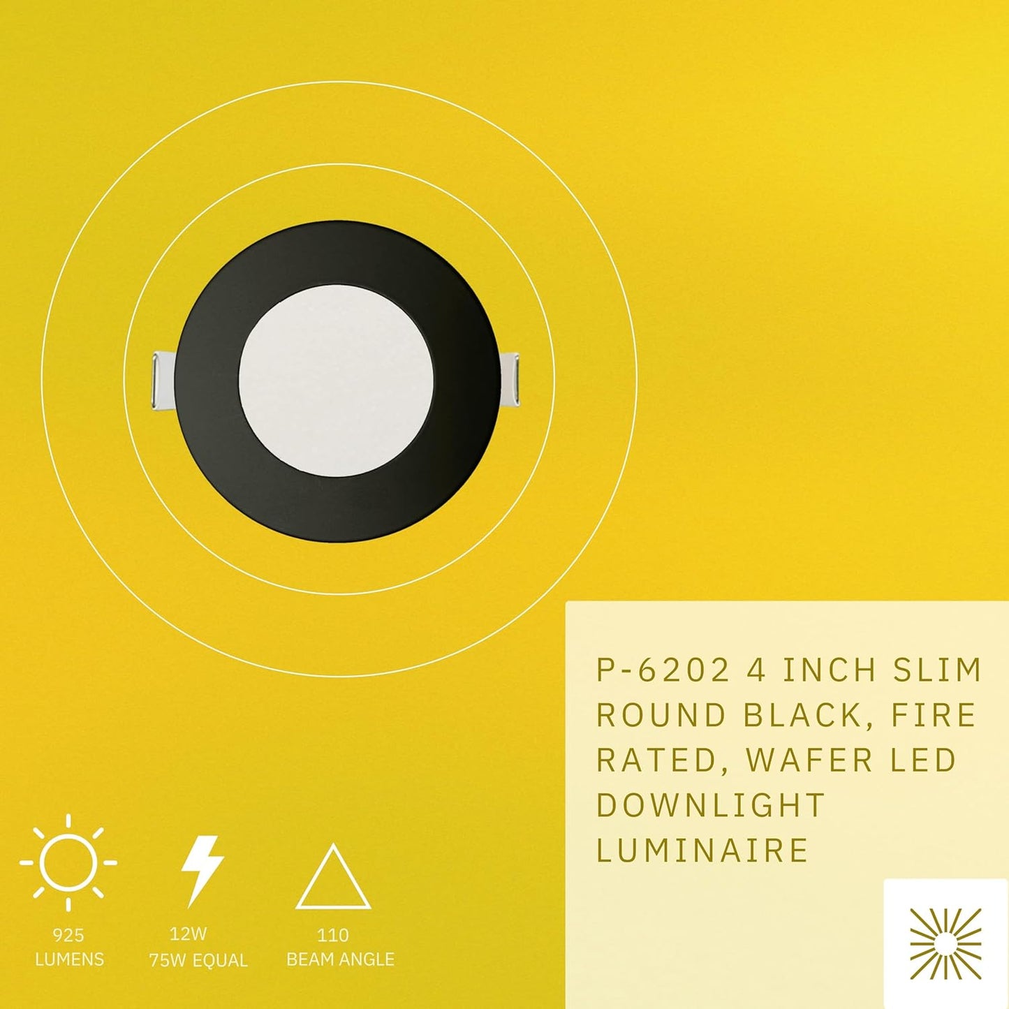 P-6202 4 Inch Round Black 12W 925 Lumens 5CCT Slim Light