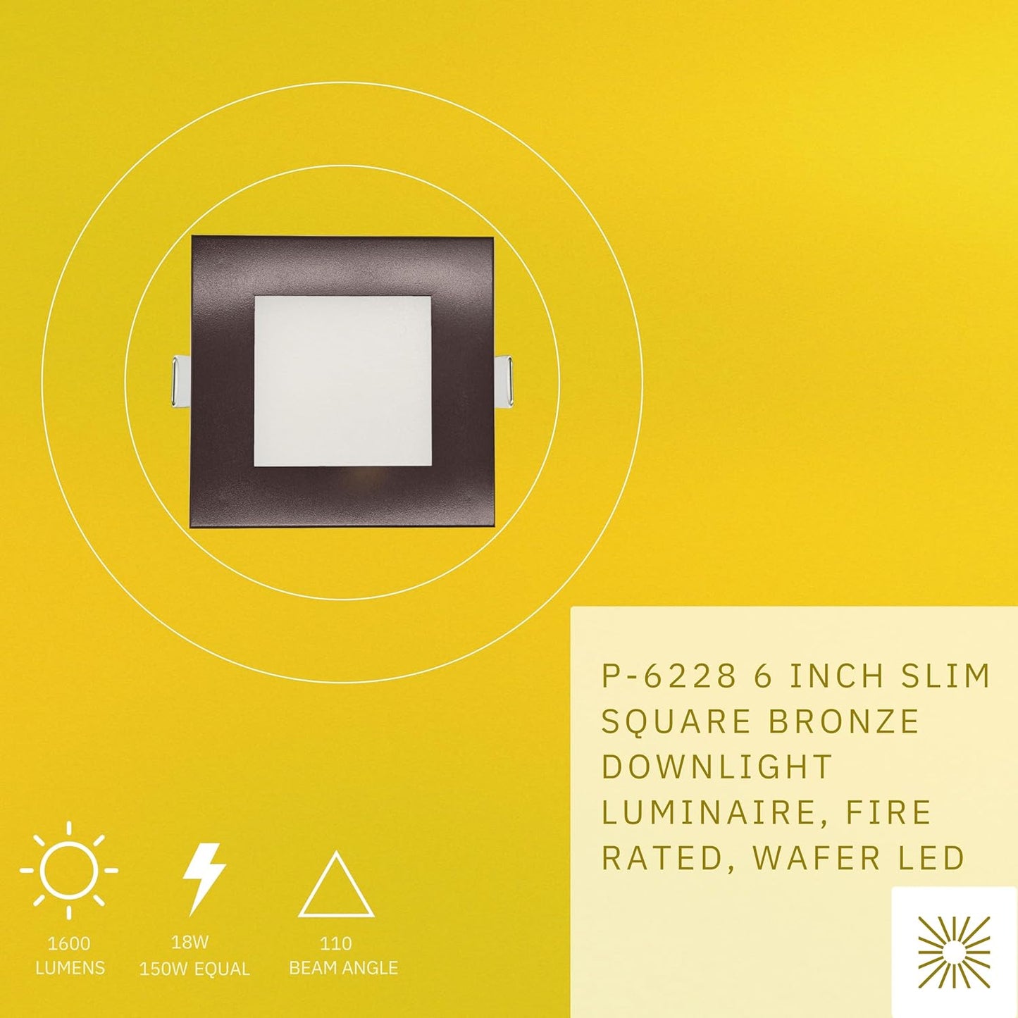 P-6228 6 Inch Square Bronze 18W 1600 Lumens 5CCT Slim Light