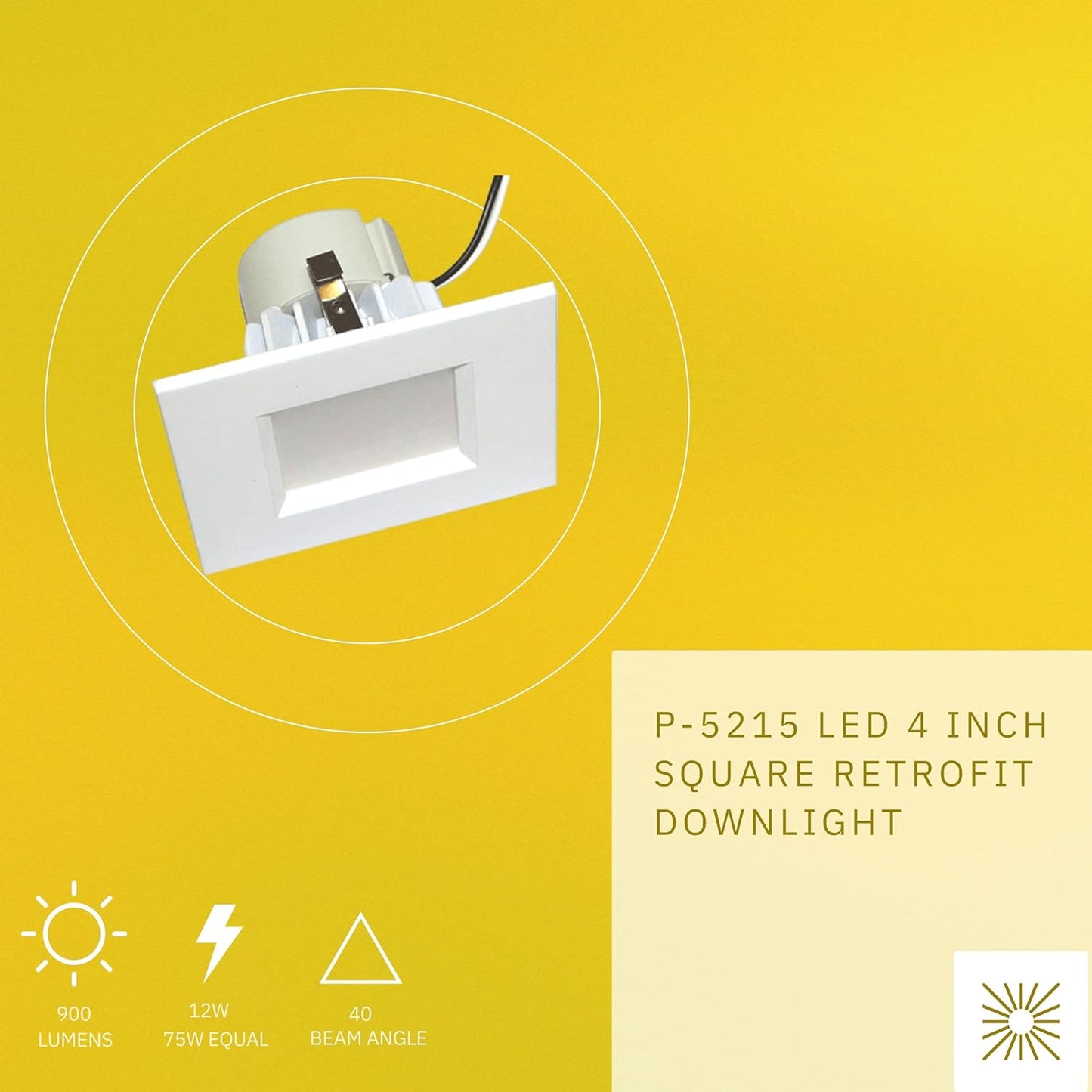 P-5215 4 Inch Square White 12W 900 Lumens Soft White 27k Retrofit Light