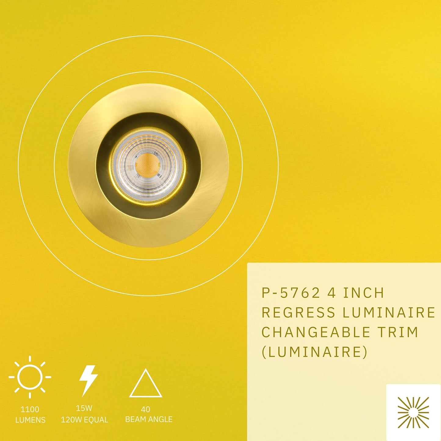 P-5762 4 Inch Round Brushed Brass 15W 1100 Lumens Soft White 27k Recessed Light