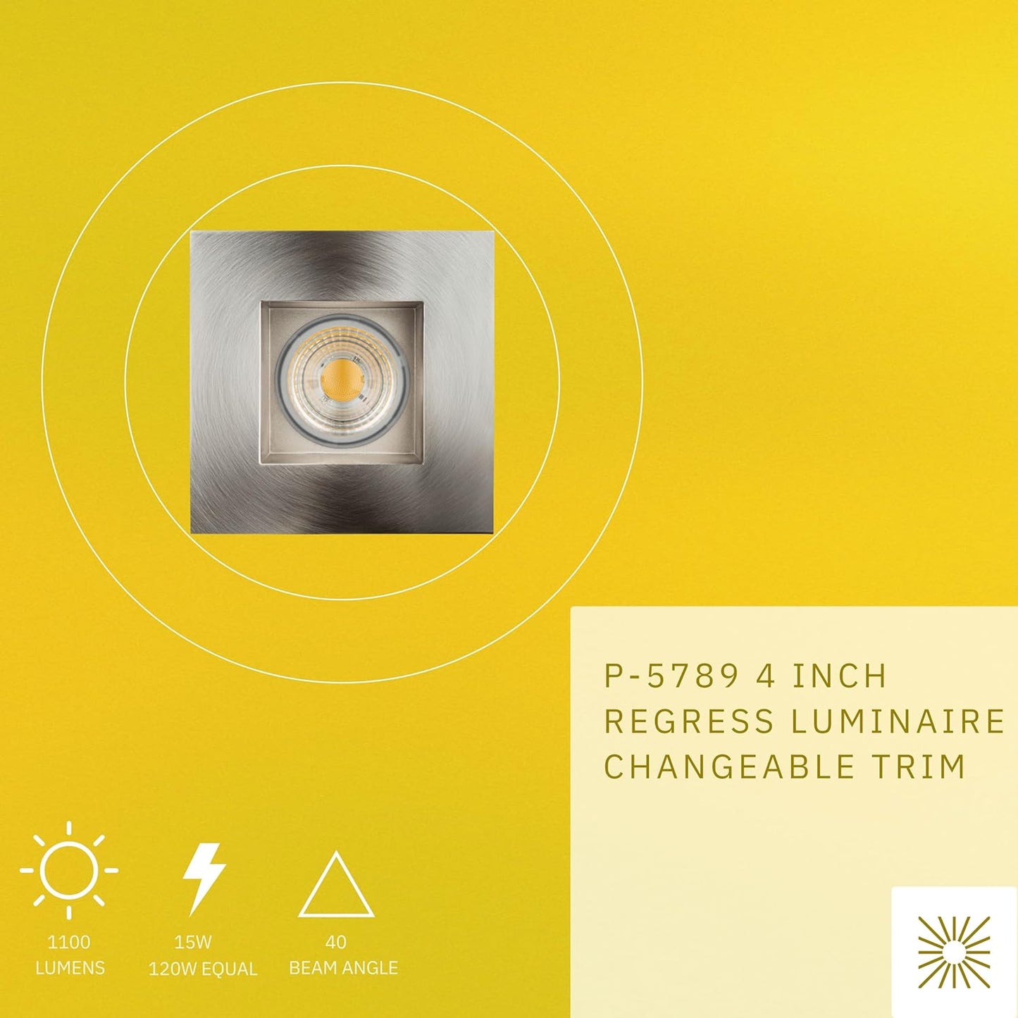 P-5789 4 Inch Square Brushed Nickel 15W 1100 lm Neutral White 35k Recessed Light