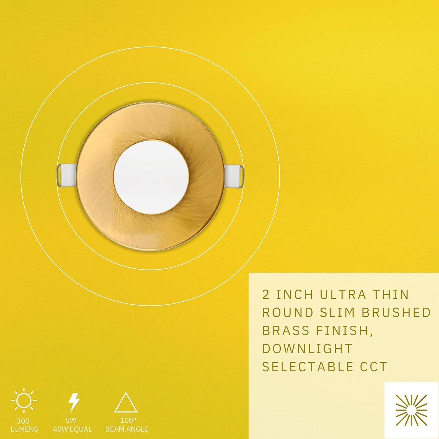 P-6621 2 Inch Slim Ultra-Thin Round, Brushed Brass 5 Watts, 300 Lumens 5CCT Recessed Light