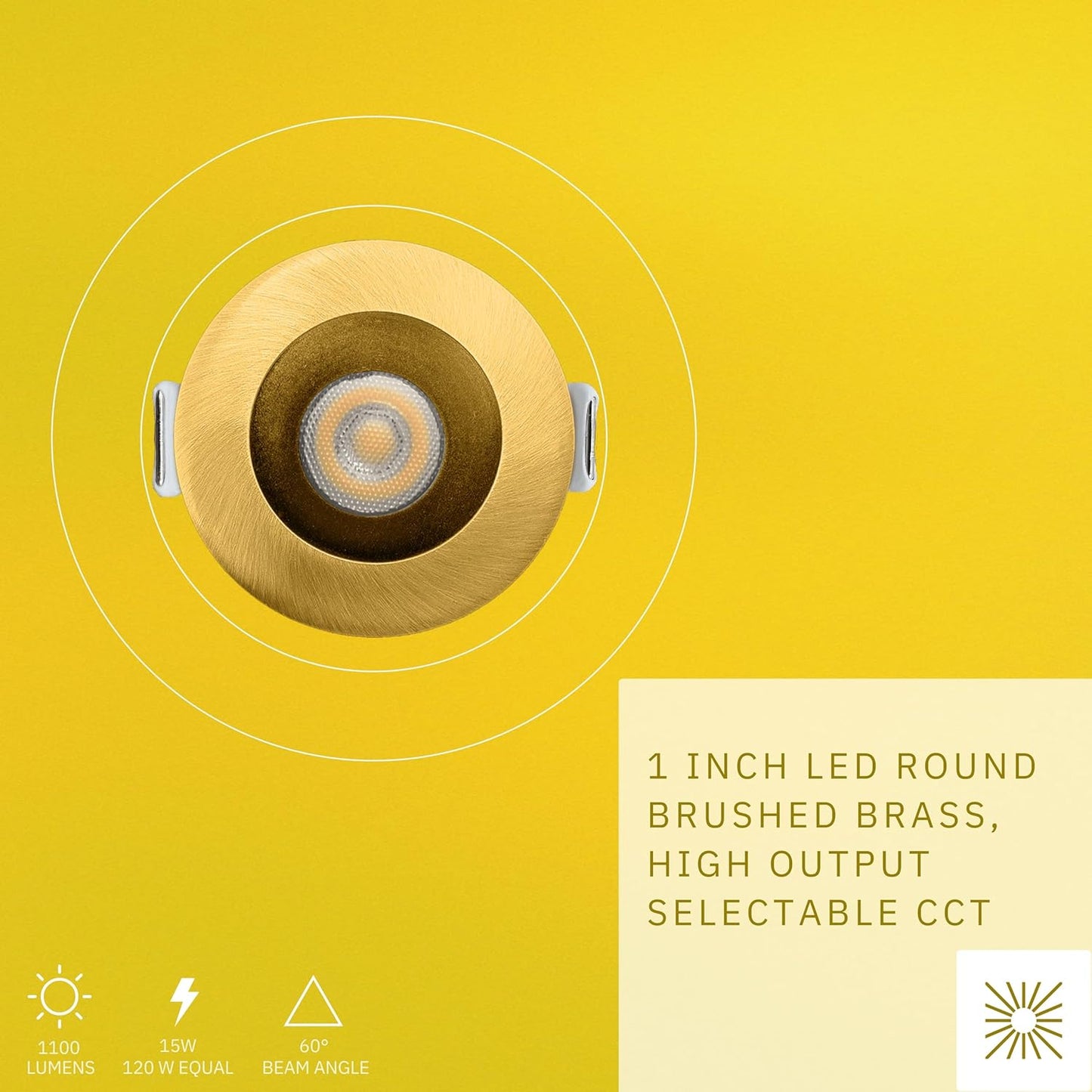 P-6520 1 Inch Round Brushed Brass Smooth High-Output, 15 Watts, 1100 Lumens 5CCT Recessed Light