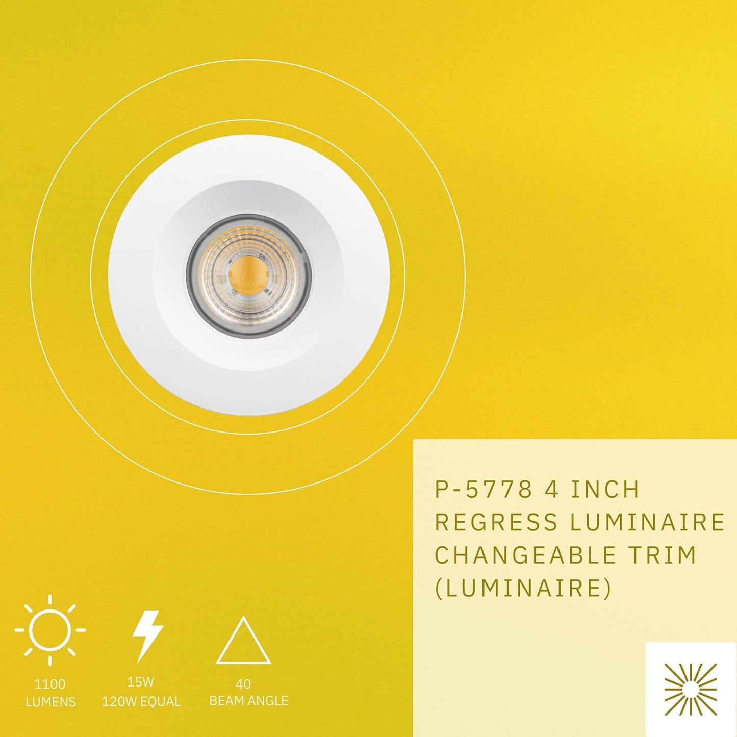 P-5778 4 InchRound White Smooth 15W 1100 Lumen Neutral White 35k Recessed Light