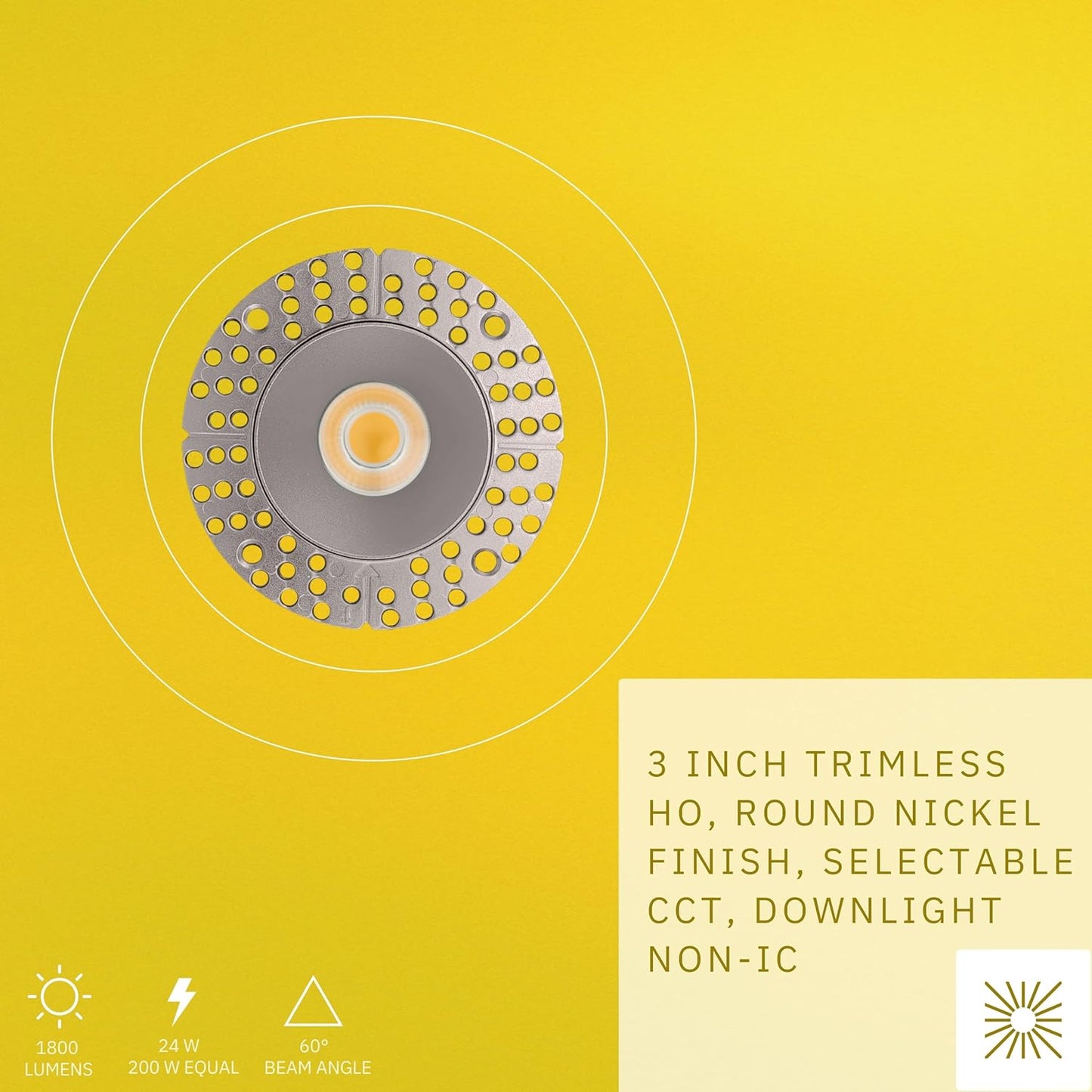 P-6424 3 Inch Trimless Round, Nickel Finish 24 Watts, 1800 Lumens 5CCT Recessed Light