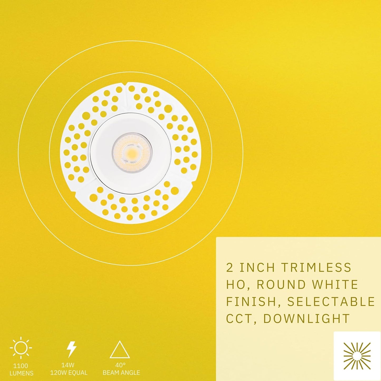 P-6341 2 Inch Trimless Round White Wide Beam 14W 1100 Lumens 5CCT Recessed Light