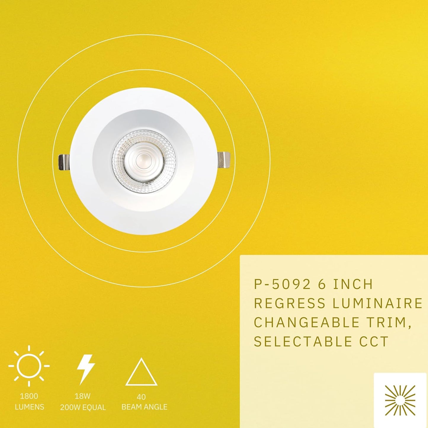 P-5092 6 Inch Round White 24W 1800 Lumens 5CCT Recessed Light