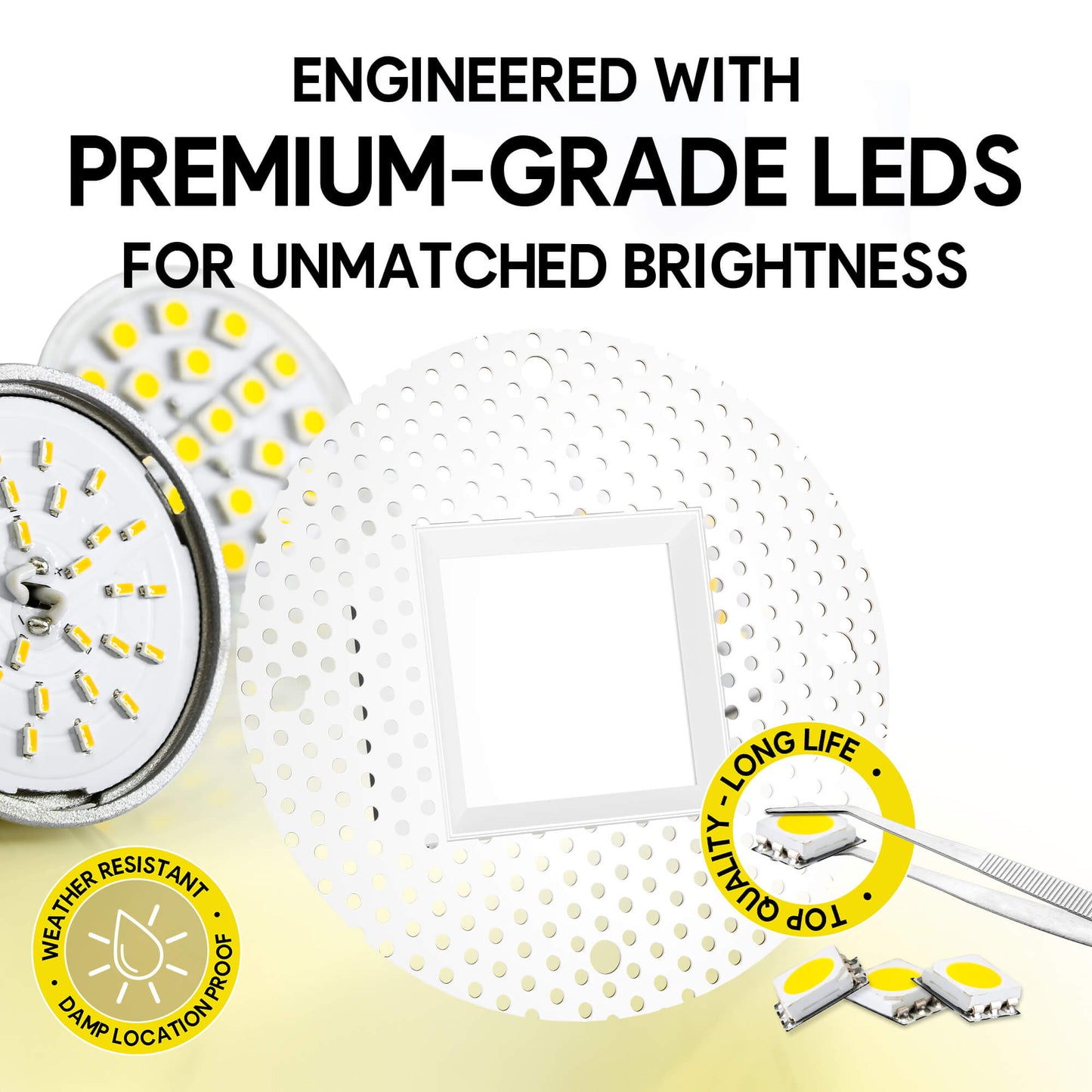 P-5992 4 Inch Trimless Square White 15W 1300 Lumens 5CCT Slim Light