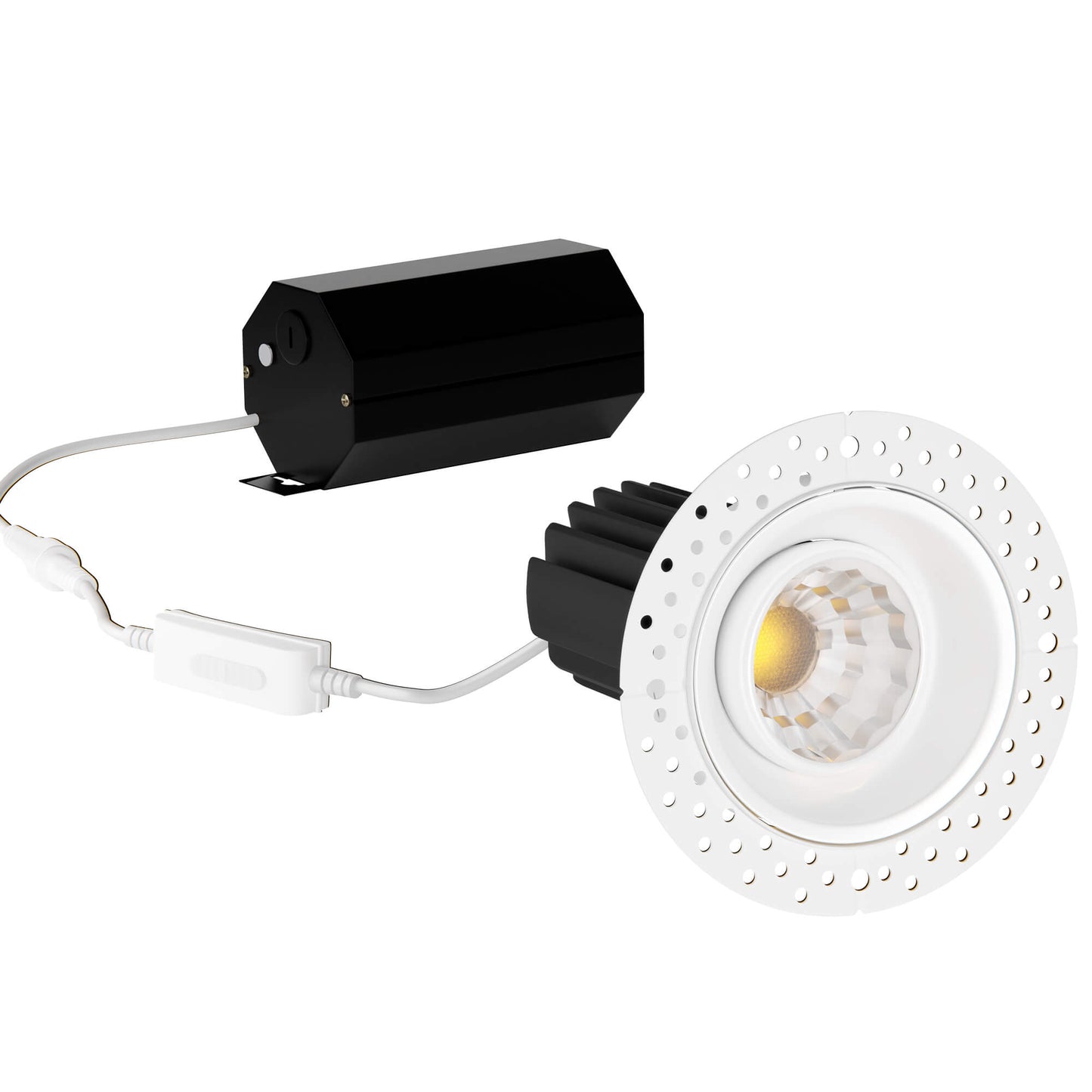 P-6160 3 Inch Trimless White Round 12W 1000 Lumens 5CCT Gimbal Light