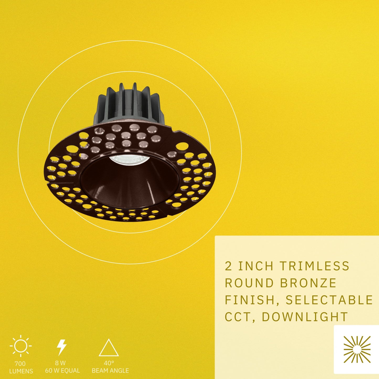 P-6352 2 Inch Trimless Round Bronze 8W 700 Lumens 5CCT Recessed Light