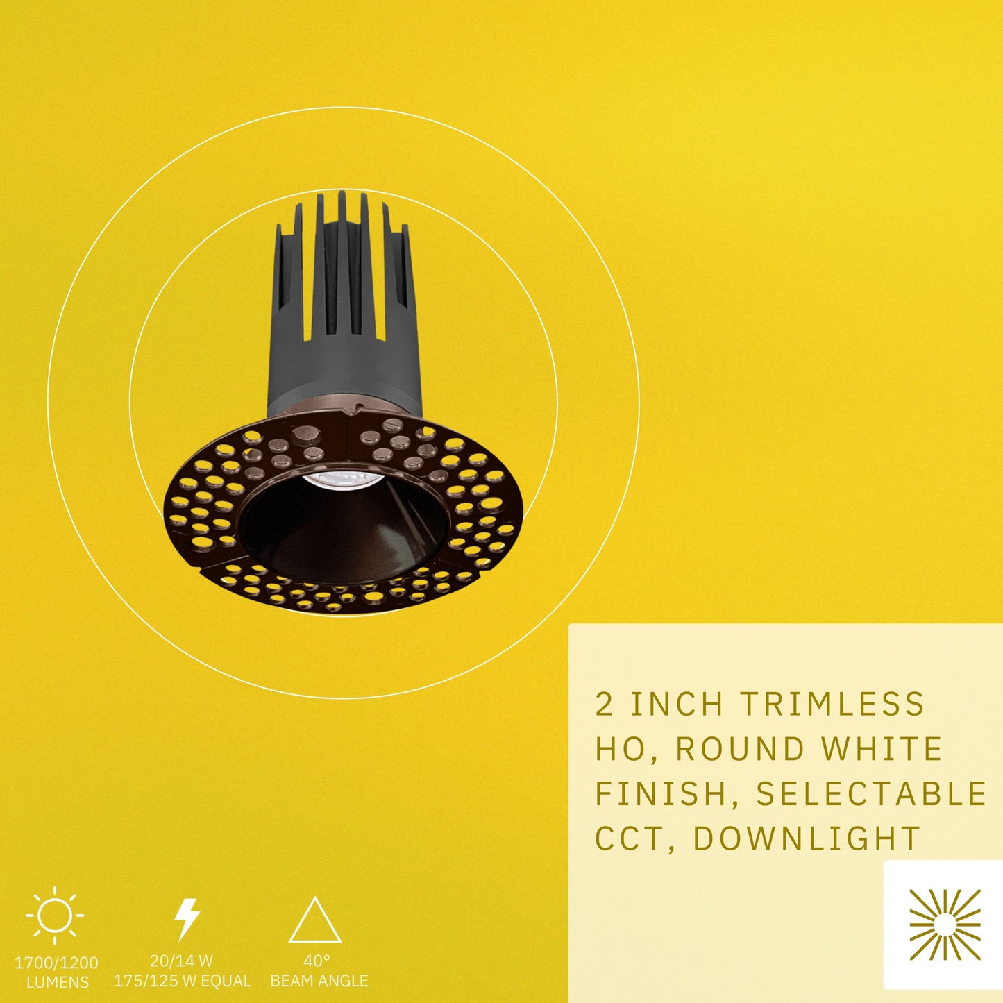 P-6354 2 Inch Trimless Round Bronze 14/20W, 1200/1700 Lumens 5CCT Recessed Light