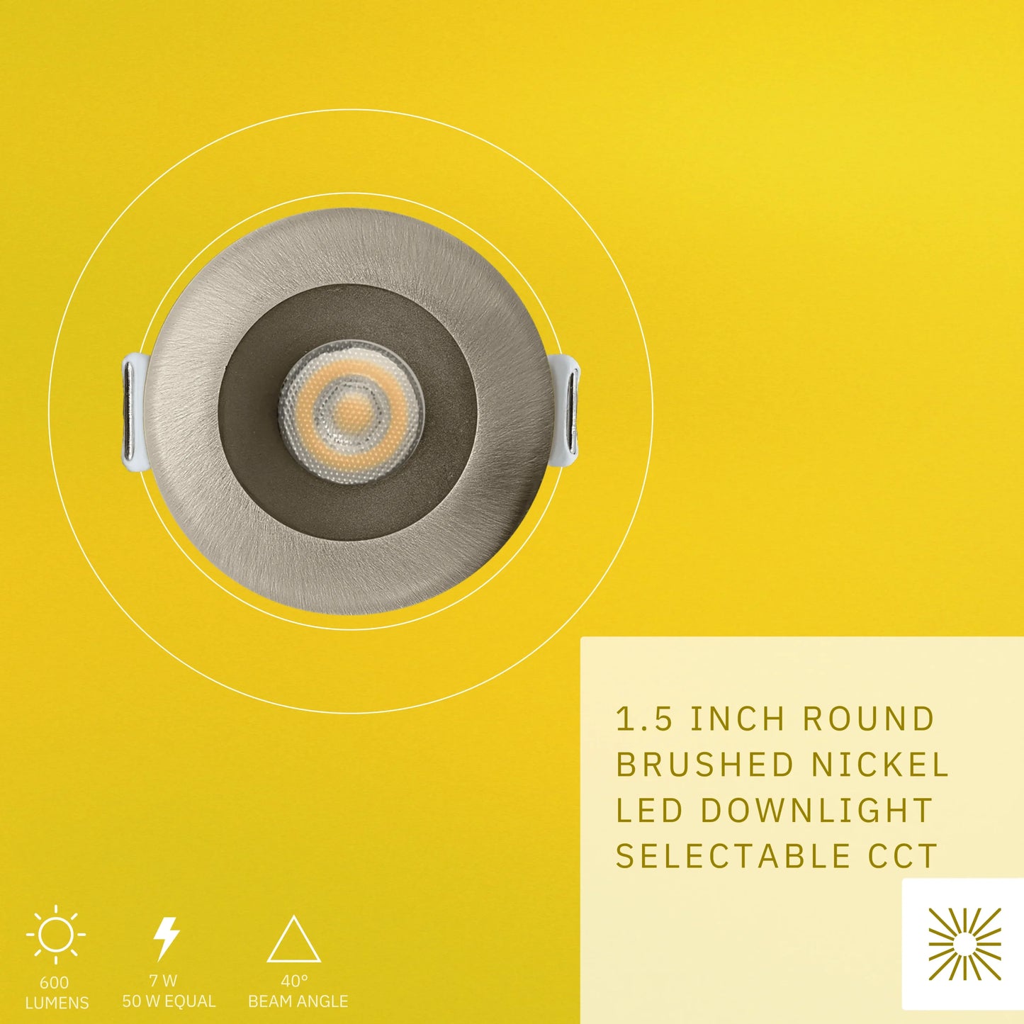 P-6498 1.5 Inch Round Brushed Nickel Smooth, 7 Watts, 600 Lumens 5CCT Recessed Light