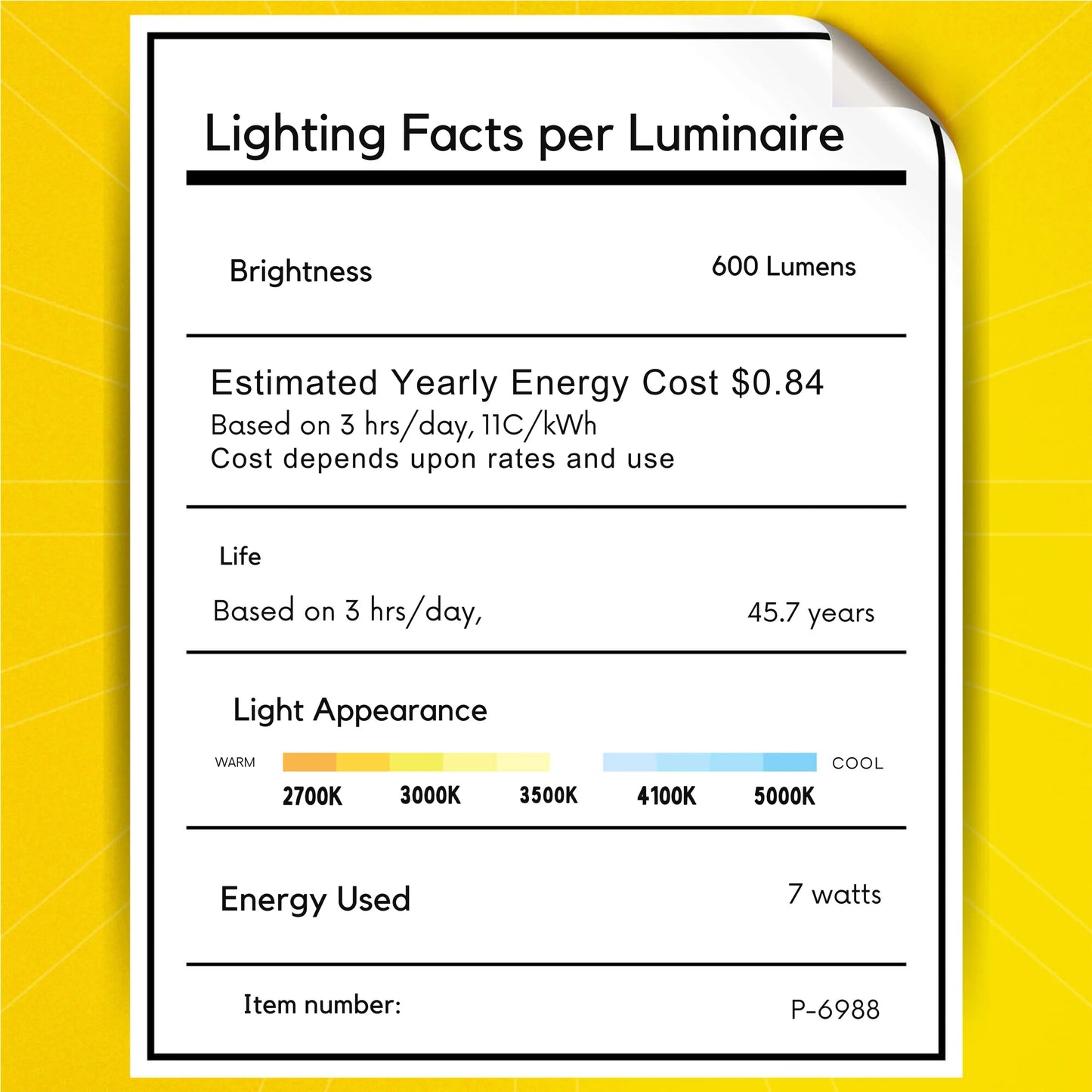 P-6988 1.5 inch Millwork Trimless Round White Downlight Luminaire 7W=50W, 600 Lumens, 5CCT