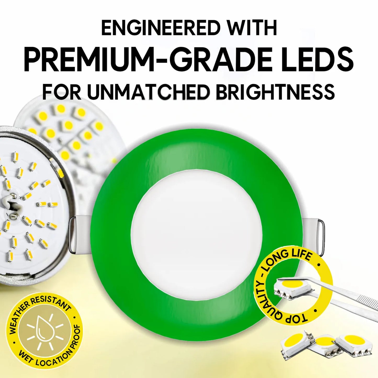 P-7299 3 Inch Round Green Finish, 8W, 600 Lumens, 5CCT Slim Light
