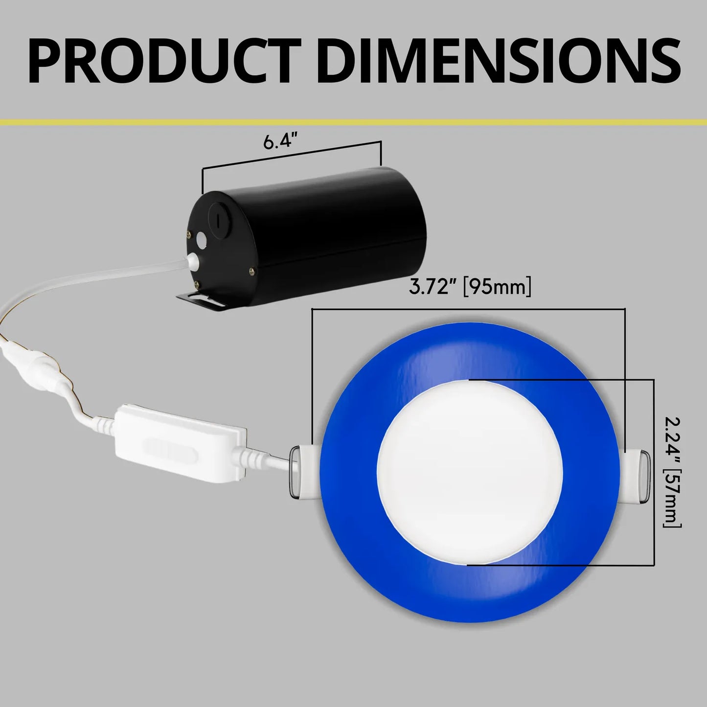 P-7300 3 Inch Round Blue Finish, 8W, 600 Lumens, 5CCT Slim Light