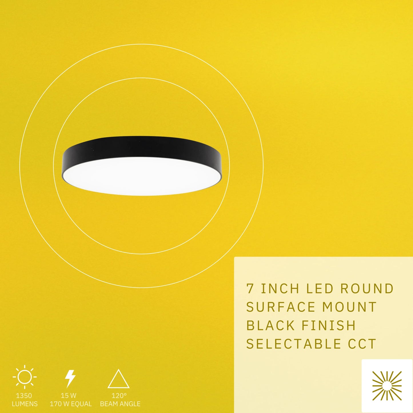 P-6325 7 Inch Edgeless Round Black 15W 1350 Lumens 5CCT Disk Light